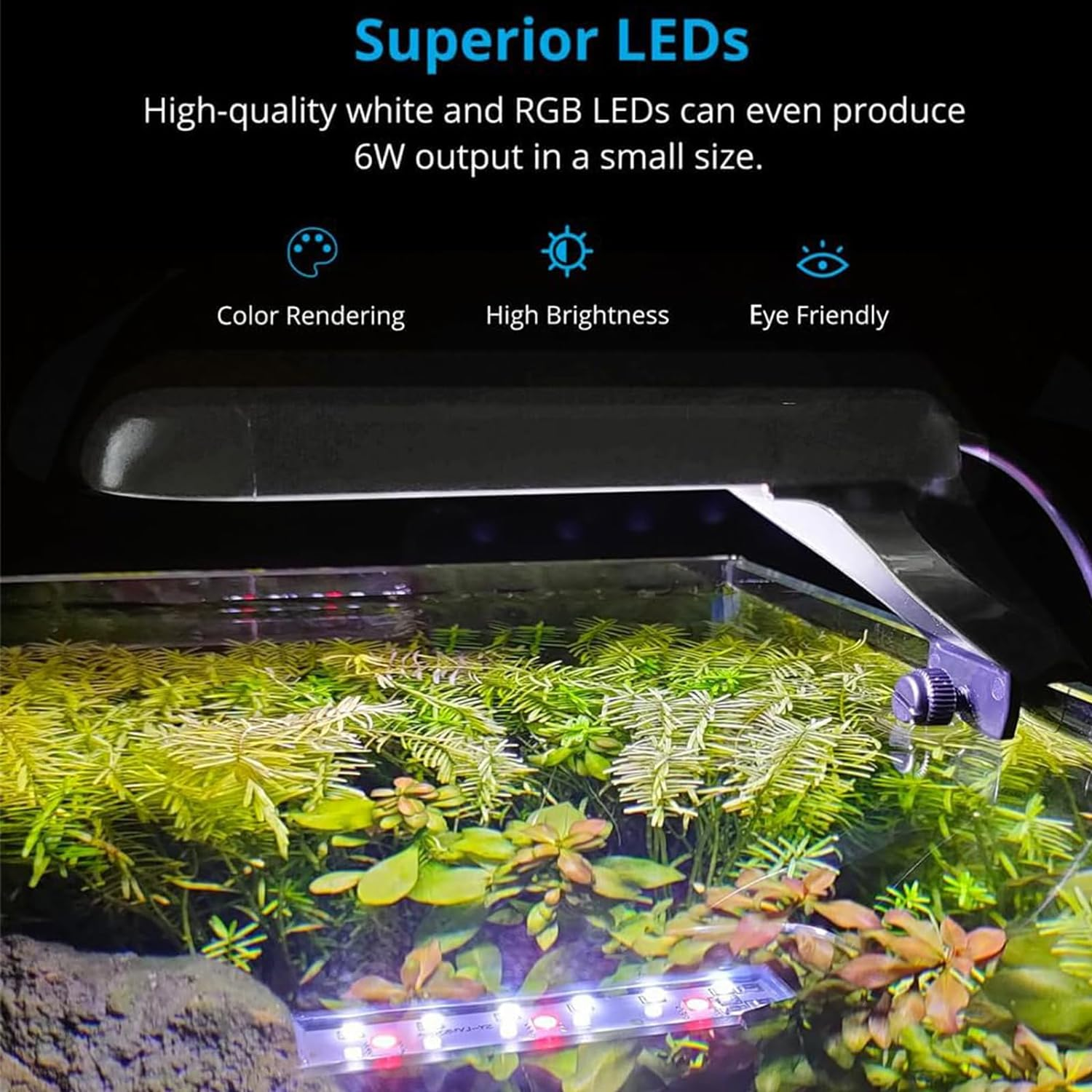 LED Aquarium Light, Annuoyi Clip-On Lamp Aquatic Plant Lighting, 14 Lighting Modes Intensity Adjustable with Inline Timer Controller, for Frameless Aquariums up to 20L, 6 Watts image number 3