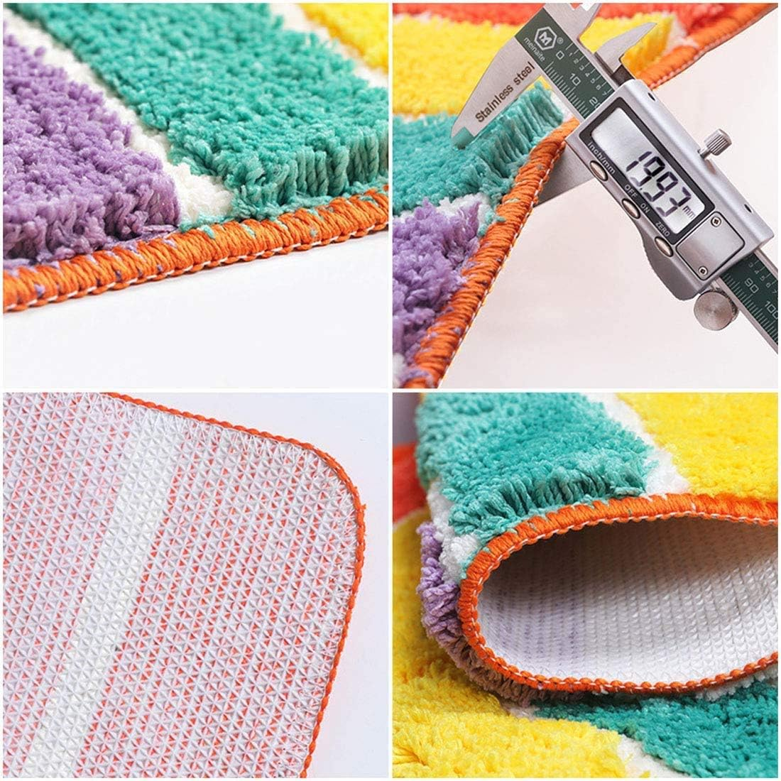 Multicolour Half round Bathroom Mat Rainbow Microfiber Non-Slip Absorbent Bath Shower Rugs for Living Room Bedroom Kitchen Home Decor 45 X 65 Cm image number 6