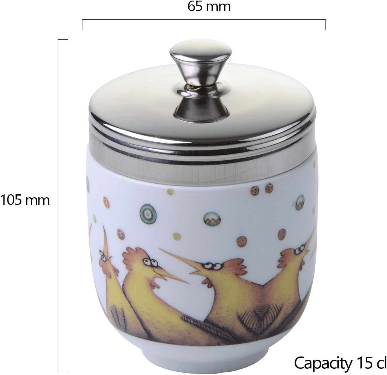 BIA International - Porcelain Egg Coddler - Set of 2 Multi-Coloured Porcelain Egg Poachers with Raining Eggs Design by Artist Clare Mackie, Kitchen Egg Boiler and Multi Cooker, Gift Boxed Packaged image number 3