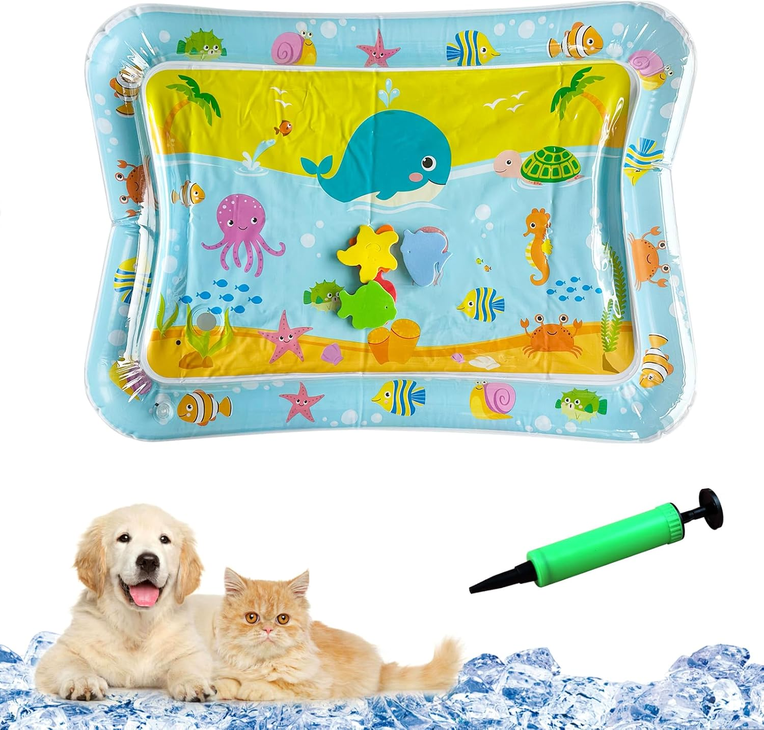 Water Sensory Playmat Cats, Inflatable Cooling Mat for Cats, Sensory Water Playmat Cats Dogs, Thickened Water Play Mat Cat, Summer Play Water Sensor Mat for Small Dogs and Cats (Style 1) image number 4