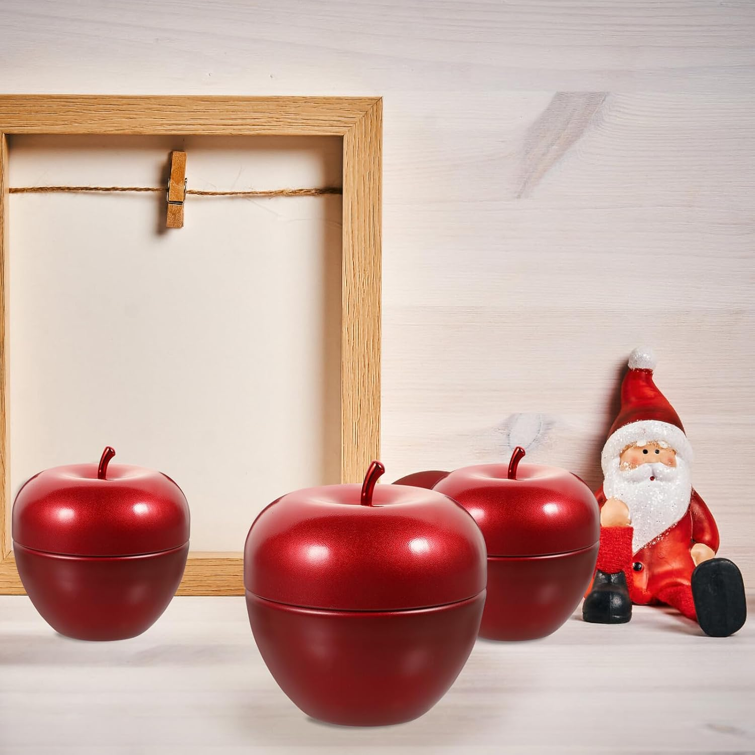 KICHOUSE 10Pcs Tinplate Apple Shaped Candy Containers Tea Jar Red Storage Canister for Tea Leaves Coffee Dried Fruits Jewelry Display Home Accessory image number 4