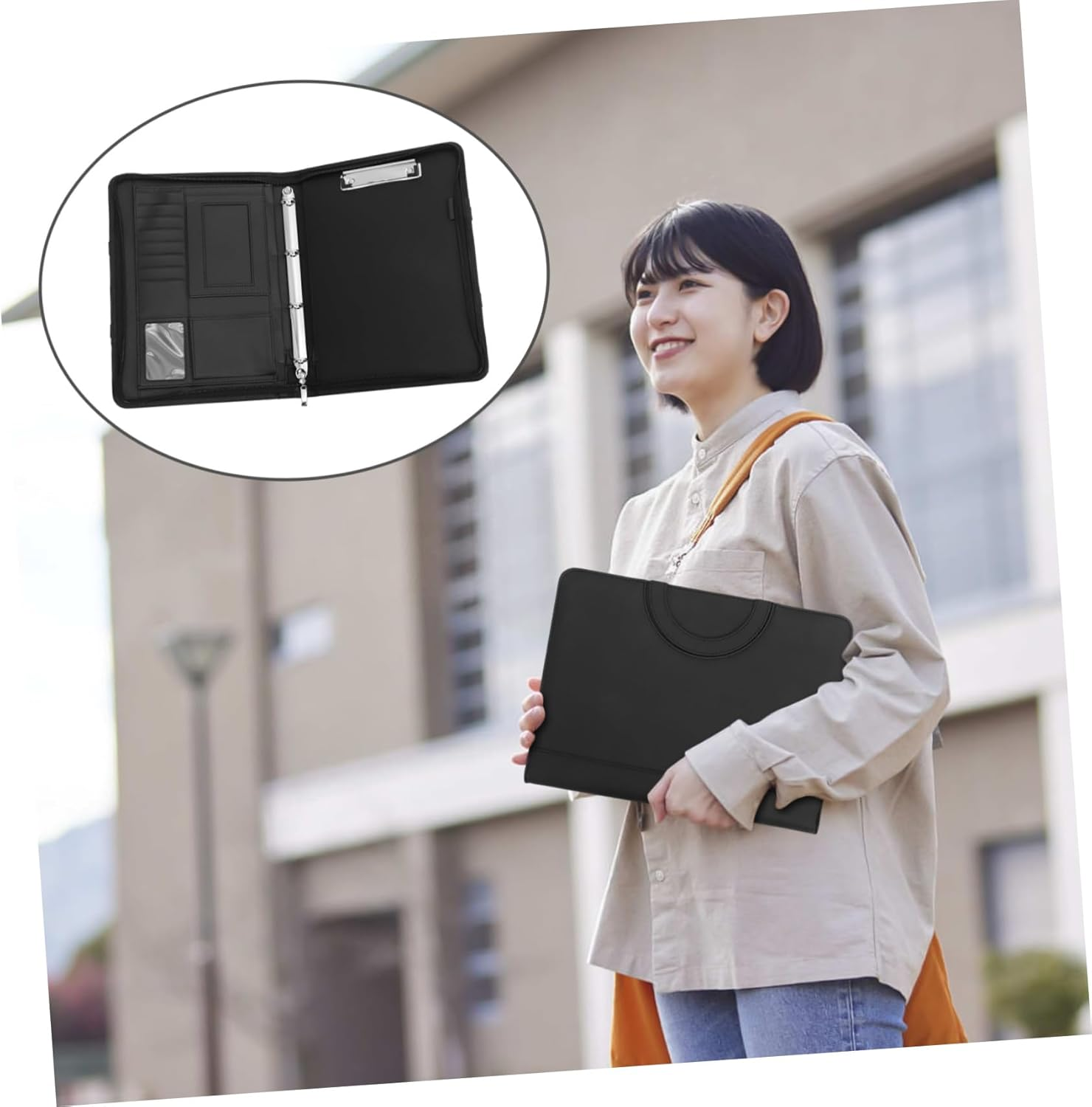 BCOATH Loose-Leaf Folder Files Bag Zippered File Folder Document Storage Bags Documents Pouch for Office Home Use image number 3