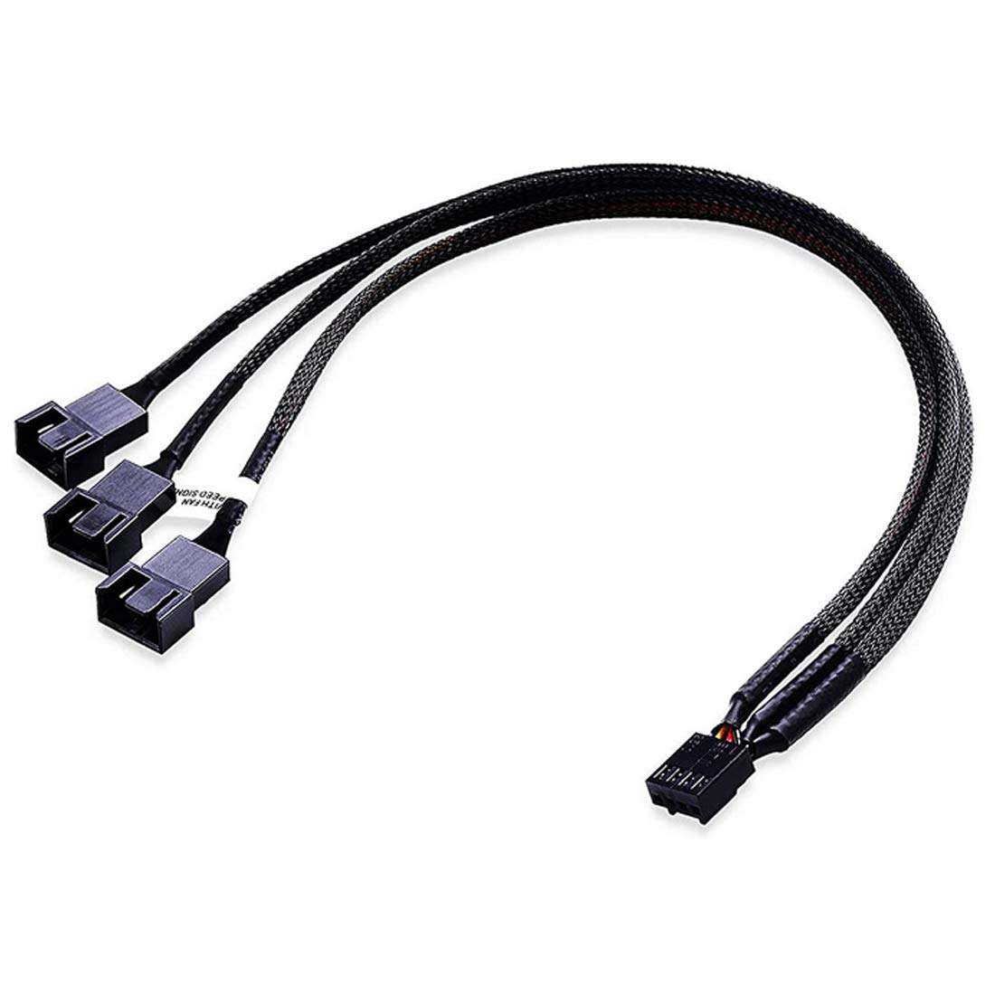 PWM Fan Splitter 4 Pin Fan Extension Power Cable Black Sleeved Braided 3 Way for Computer image number 3