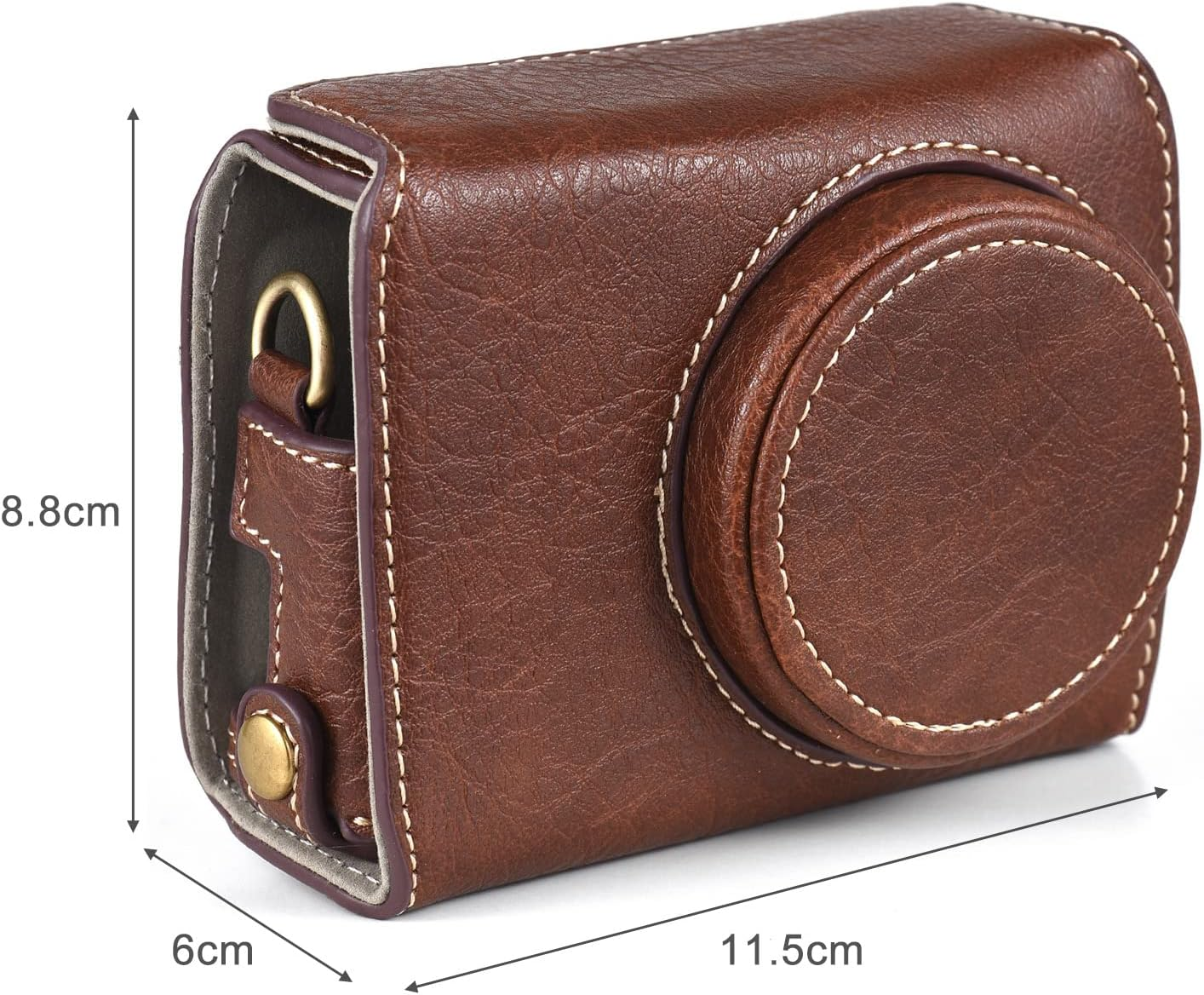 Portable Camera Case Synthetic Leather Camera Carry Bag with Shoulder Strap Replacement for Ricoh GR3 GR III/ GR3X Camera Coffee - Coffee image number 2