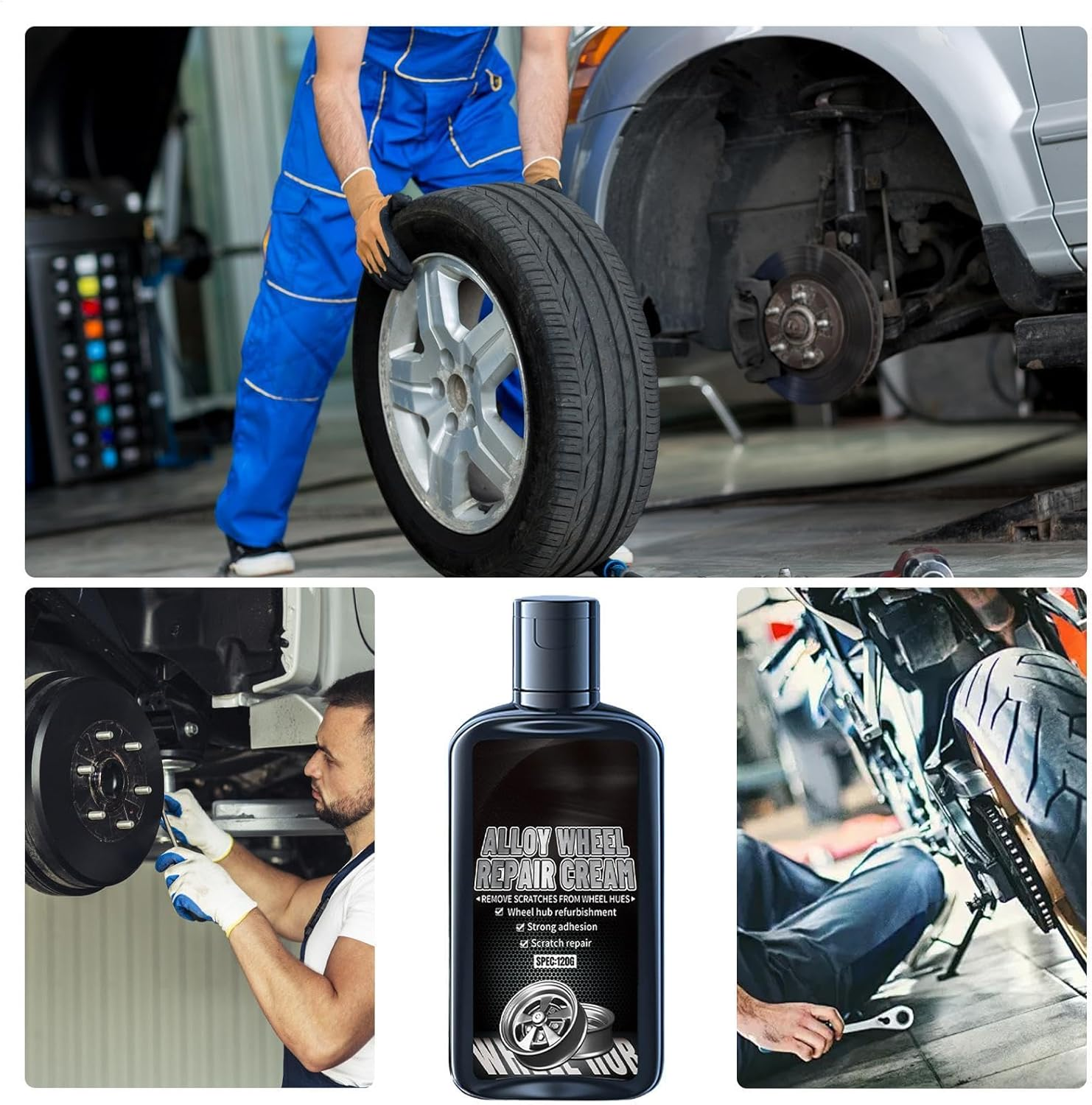 Wheel Scratch Repair Kit | with Sponge 120G Aluminum Alloy Wheel Repair Paint,Steel Wheel Rim Repair Paste Kit for Suvs Rvs image number 6