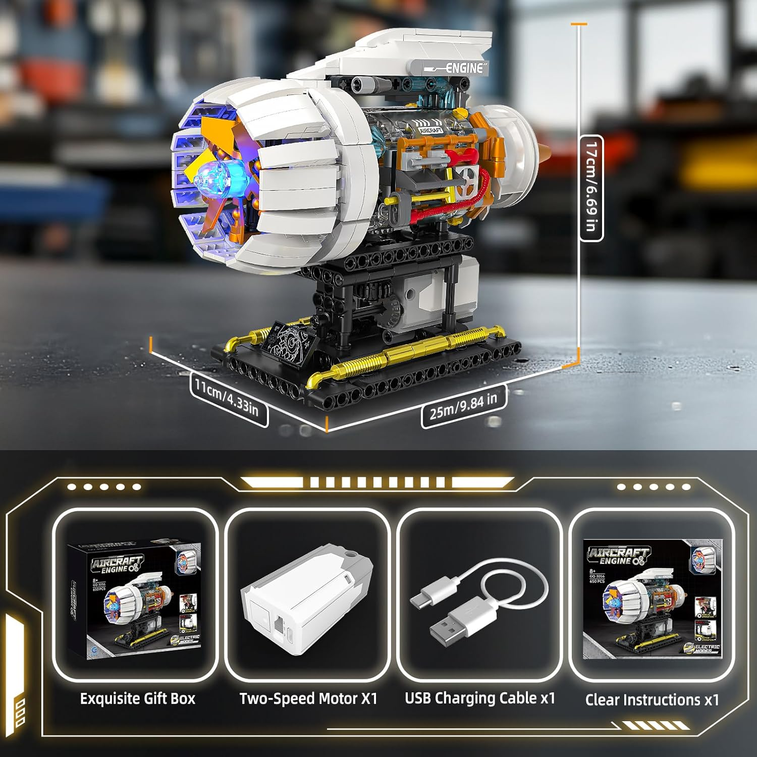 Toy Player Aeroplane Engine Kit for Adults, STEM Mini Engine Model with Motor & Hand Lever, Model Building Set for Boys 8-14, Gift Idea for Children & Teenagers (635 Pieces) image number 5