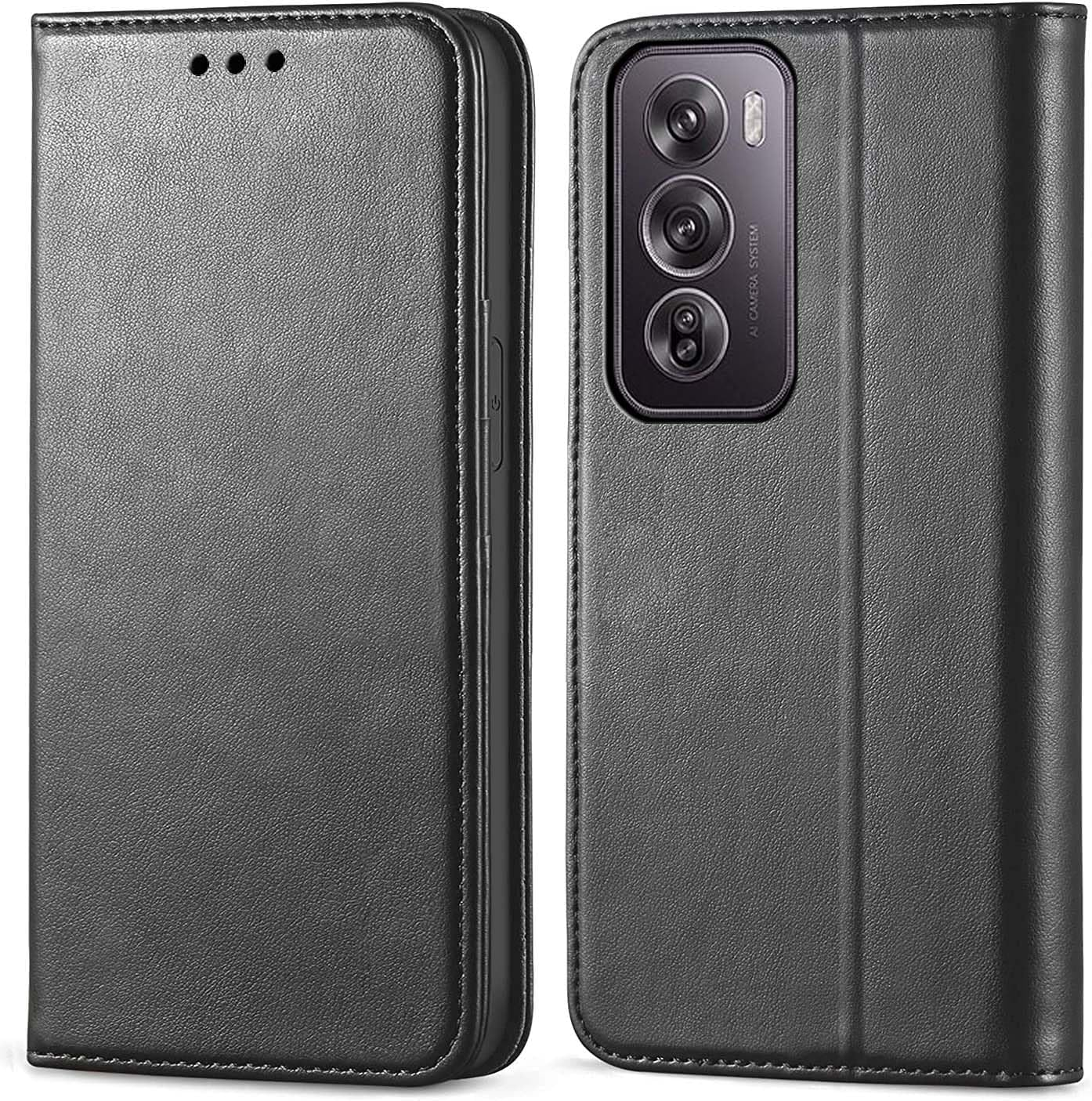 For Oppo A5 Pro 5G Global Version (6.67 Inch) Case, Wallet Cover PU Leather Pockets Shockproof Magnetic Flip Card Holder (For Oppo A5 Pro, Black)