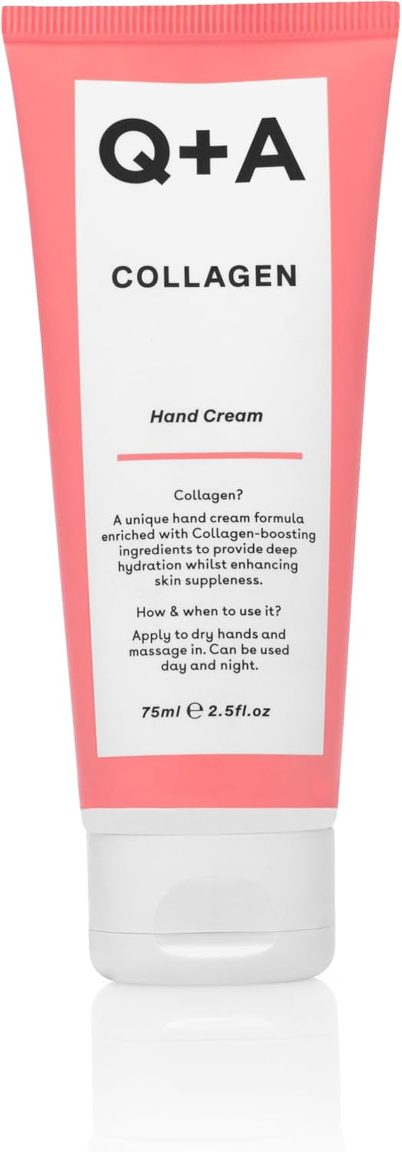 Q+A Collagen Hand Cream, Nourishing & Hydrating with Vegetable Collagen, Sugar Complex & Hematite, Golden Pear & Grape Scent, Vegan & Cruelty-Free, Recycled Packaging, Anti-Ageing Moisturiser, 75Ml image number 1