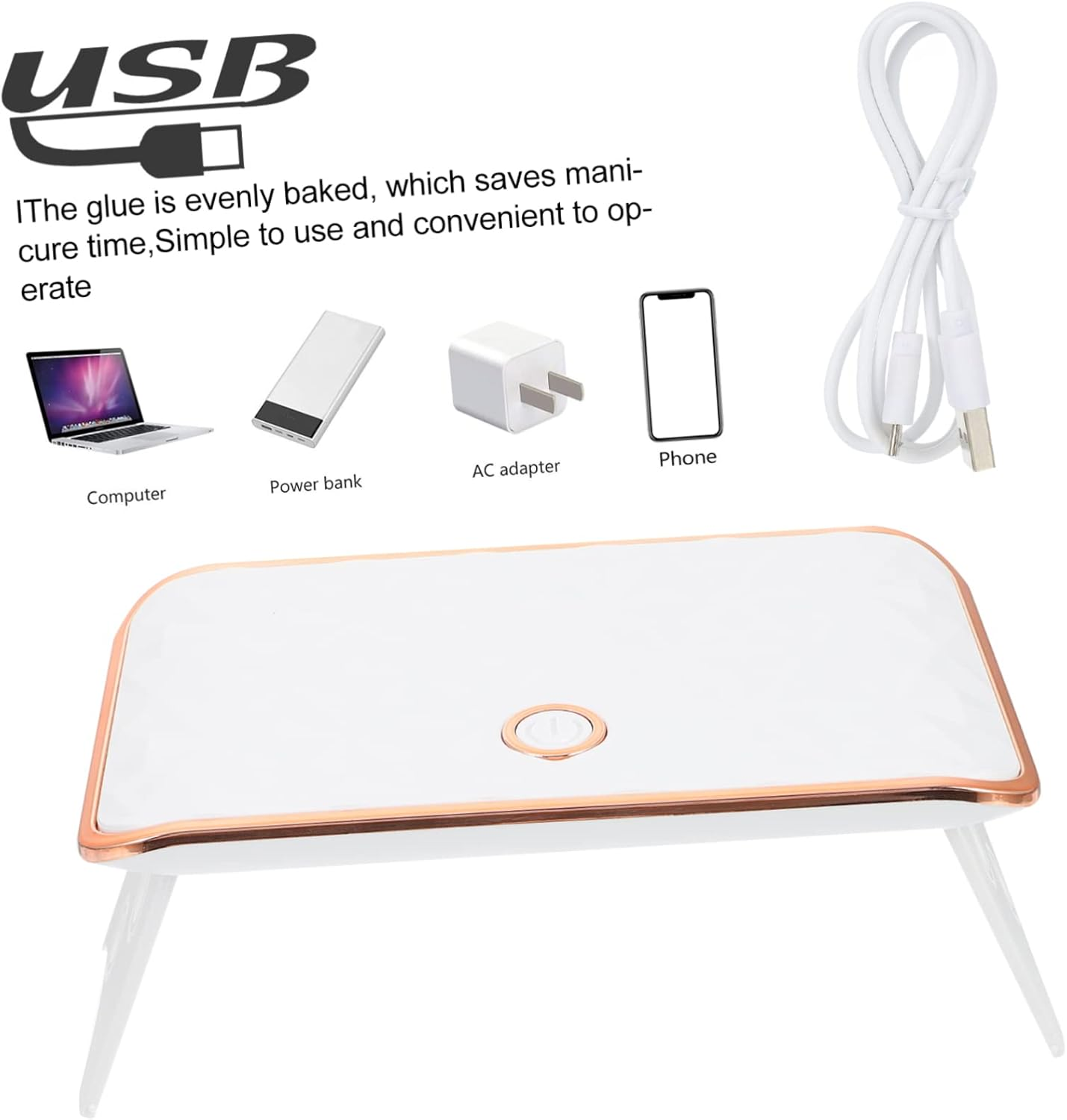 LED Nail Lamp Nail Dryer USB Powered Fast Curing Manicure Lamp with Faceted Edge Design for Home and Salon Use image number 5