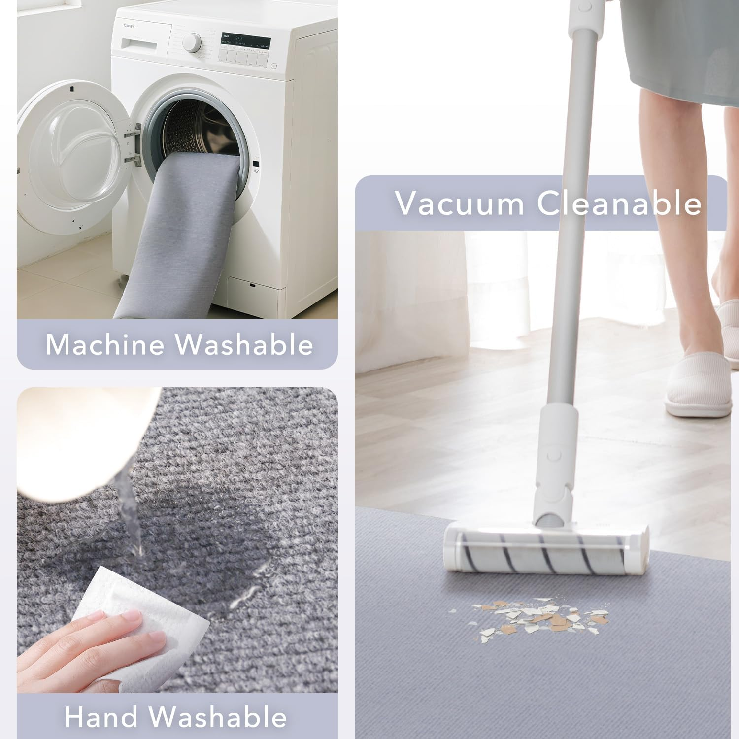 Wekuba Office Chair Mat for Hardwood, 120 X 90 Cm Office Chair Mat for Carpet, Anti-Slip Chair Mat, Non-Slip TPR Rubber Backing Protector Chair Mat for Hardwood Floor, 4.5Mm Thickness, Gray image number 3