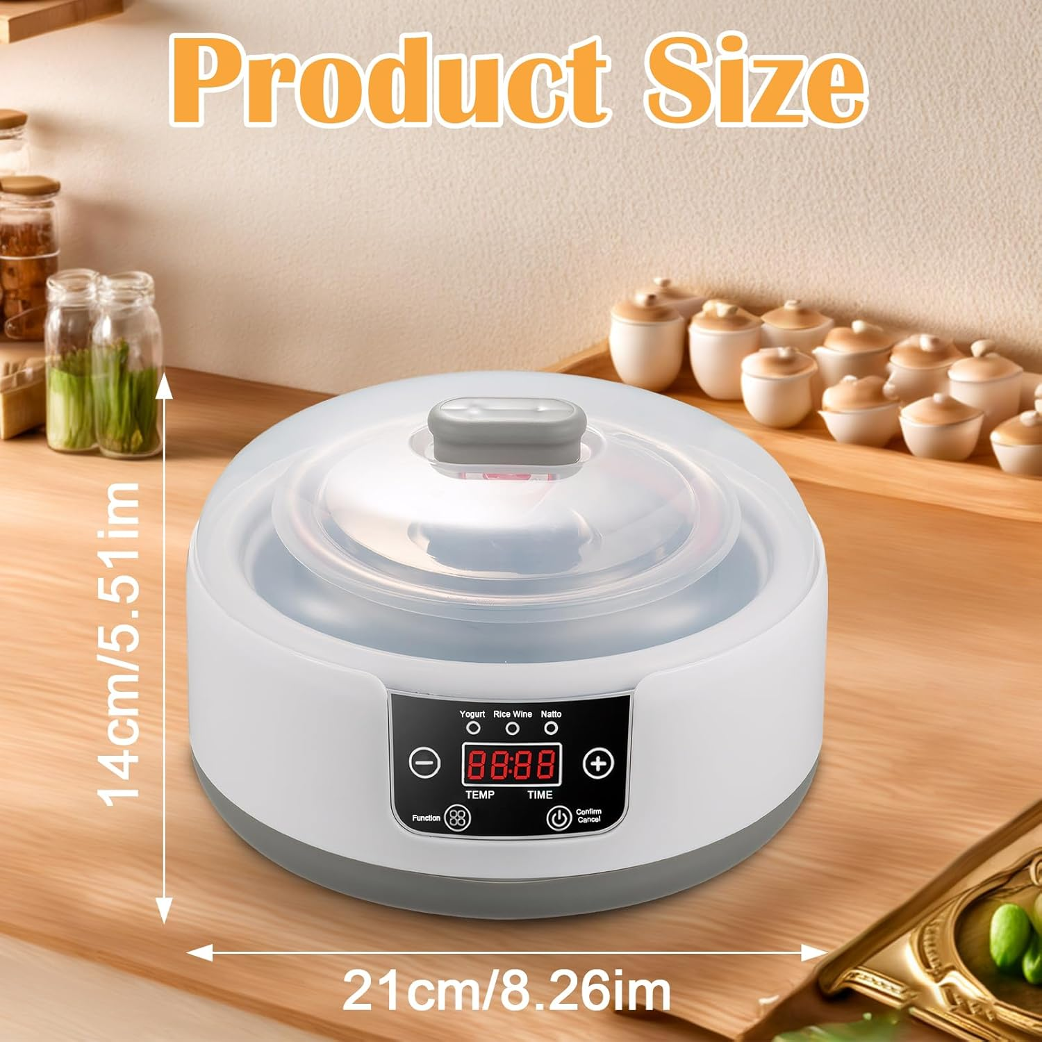 Peiqi Yoghurt Maker, Fully Automatic Yogurt Machine with Temp/Time Control, Fermented Curd Maker with Natto/Rice Wine Function (5 Glass Jars)