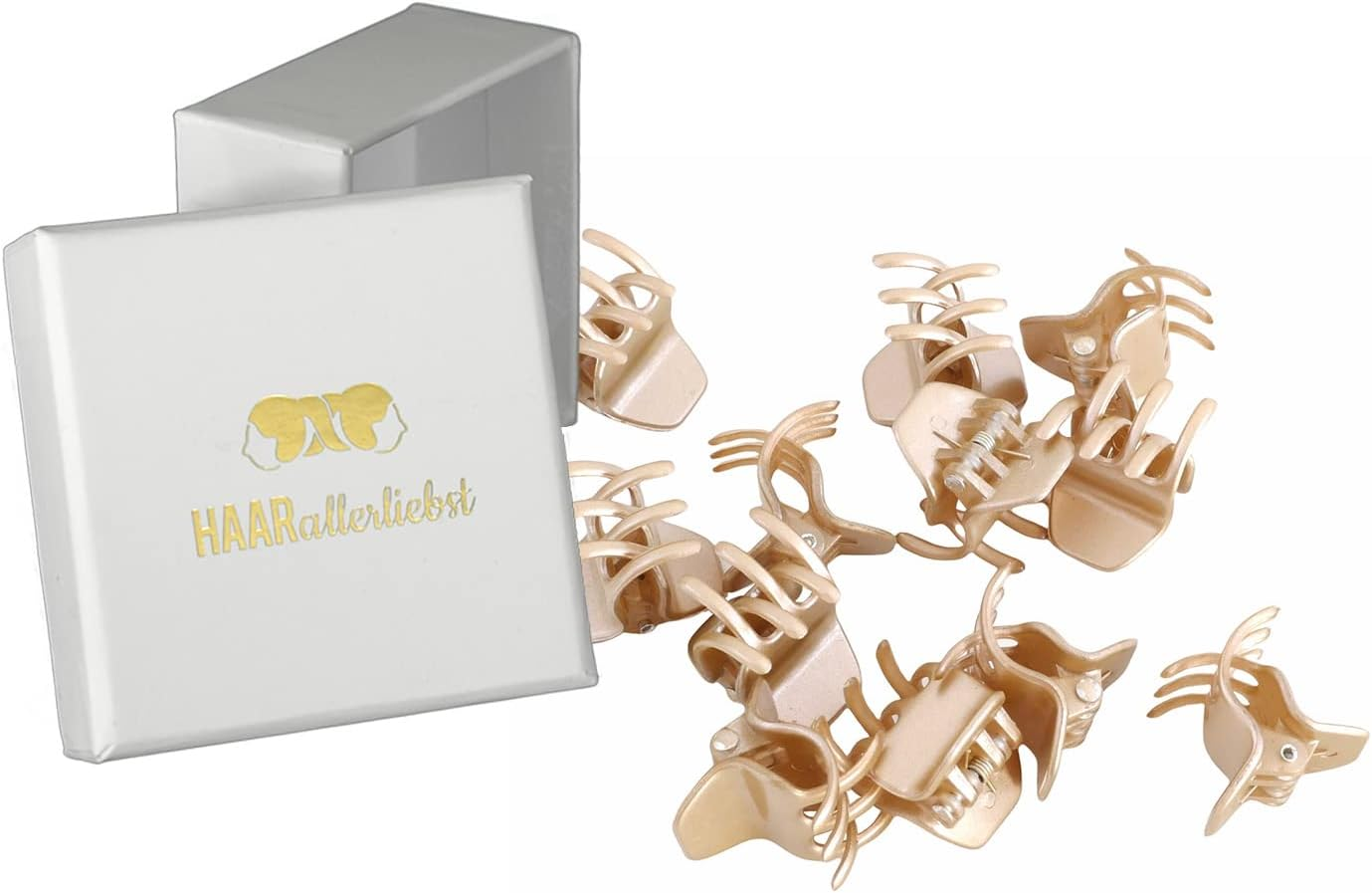 Haarallerliebst Hair Clips for Blonde Hair (Pack of 12 | Rose Gold | 2 Cm) with Box for Storage