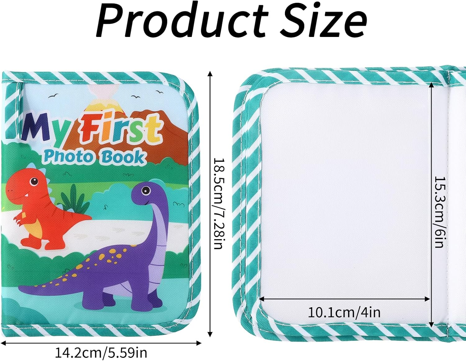 Baby Photo Albums, Soft Cloth My First Photo Book for Newborns Toddlers Holds 4X6" Pictures Dinosaur Style Family Memory Book with Mirror & Hook for Baby Shower image number 4