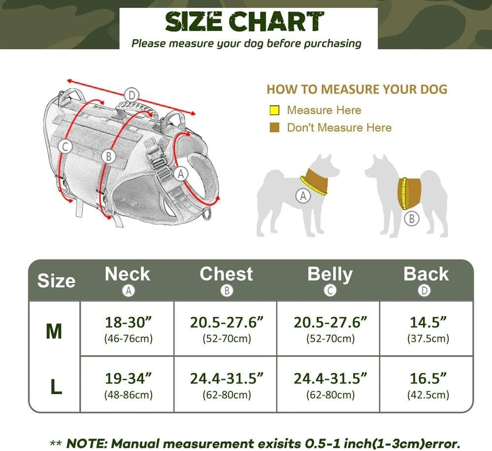 No Pull Large Dog Harness Durable Nylon Adjustable Dog Harness Military Tactical Dog Harness Pet Work Harness Vest Easy Control Medium Large Dog Harness,Black,M image number 2