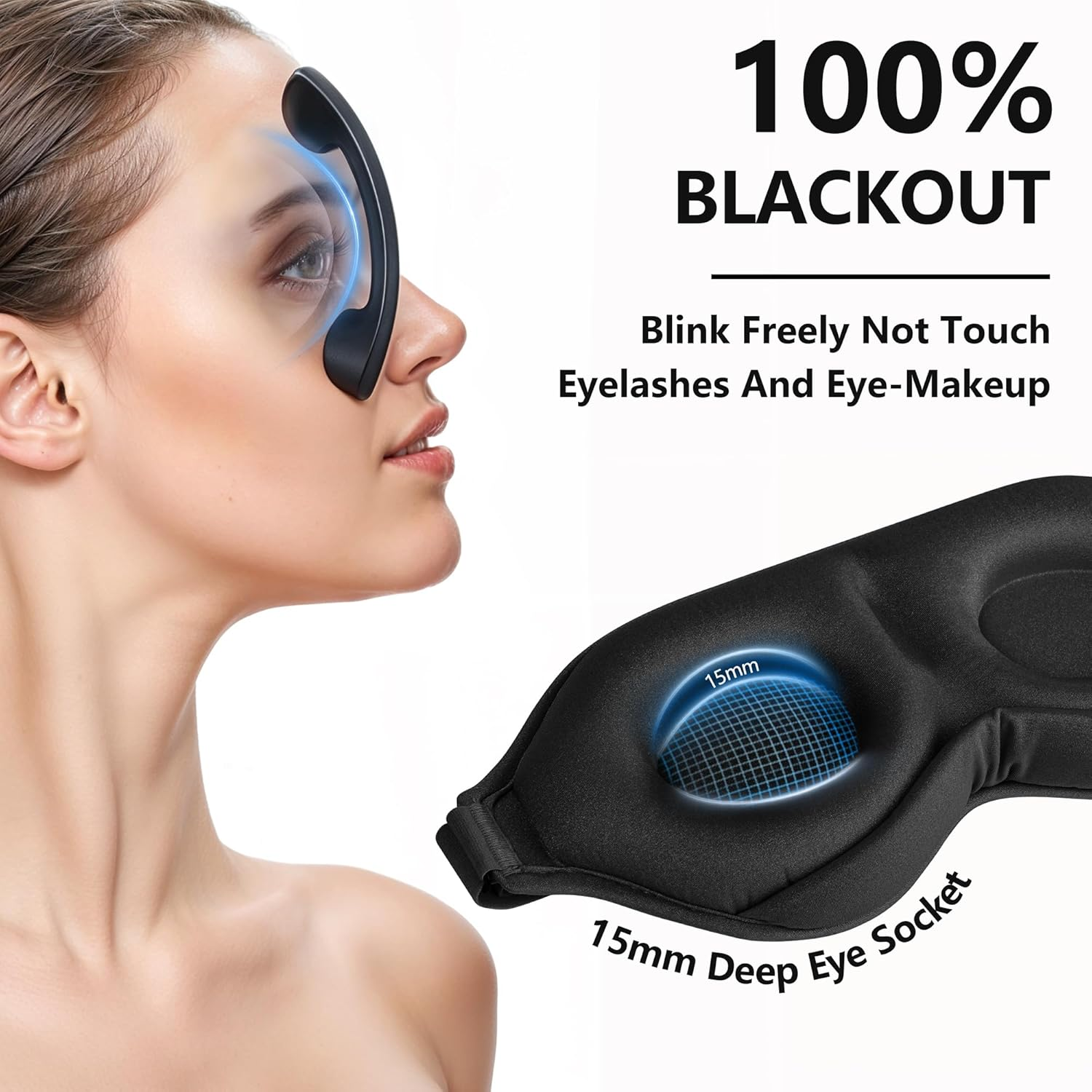 ZQQO Sleep Mask Blackout for Men Women - 3D Black Eye Mask for Sleeping as Mini Travel Essentials 100% Light Blocking Sleeping Mask with Soft Breathable Zero Eye Pressure Perfect for Side Sleepers image number 1