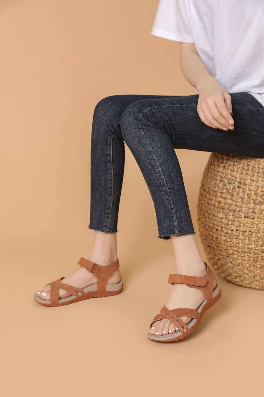 FOOT BIO-TEC Female Smart Tan Orthotic Sandals 8