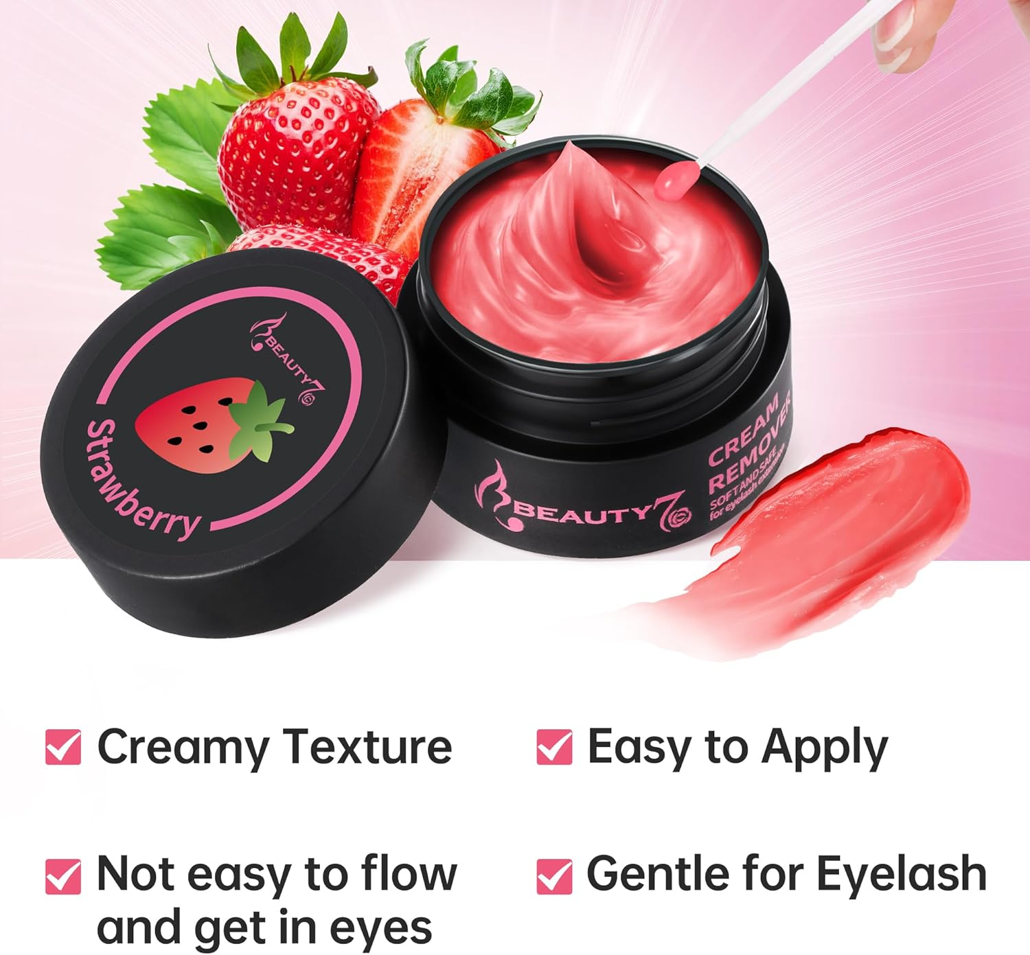 Beauty7 Eyelash Extension Remover Cream Lash Removal Cream Safe Fast Remove Eyelash Glue Low Irritation Pink 5G image number 3