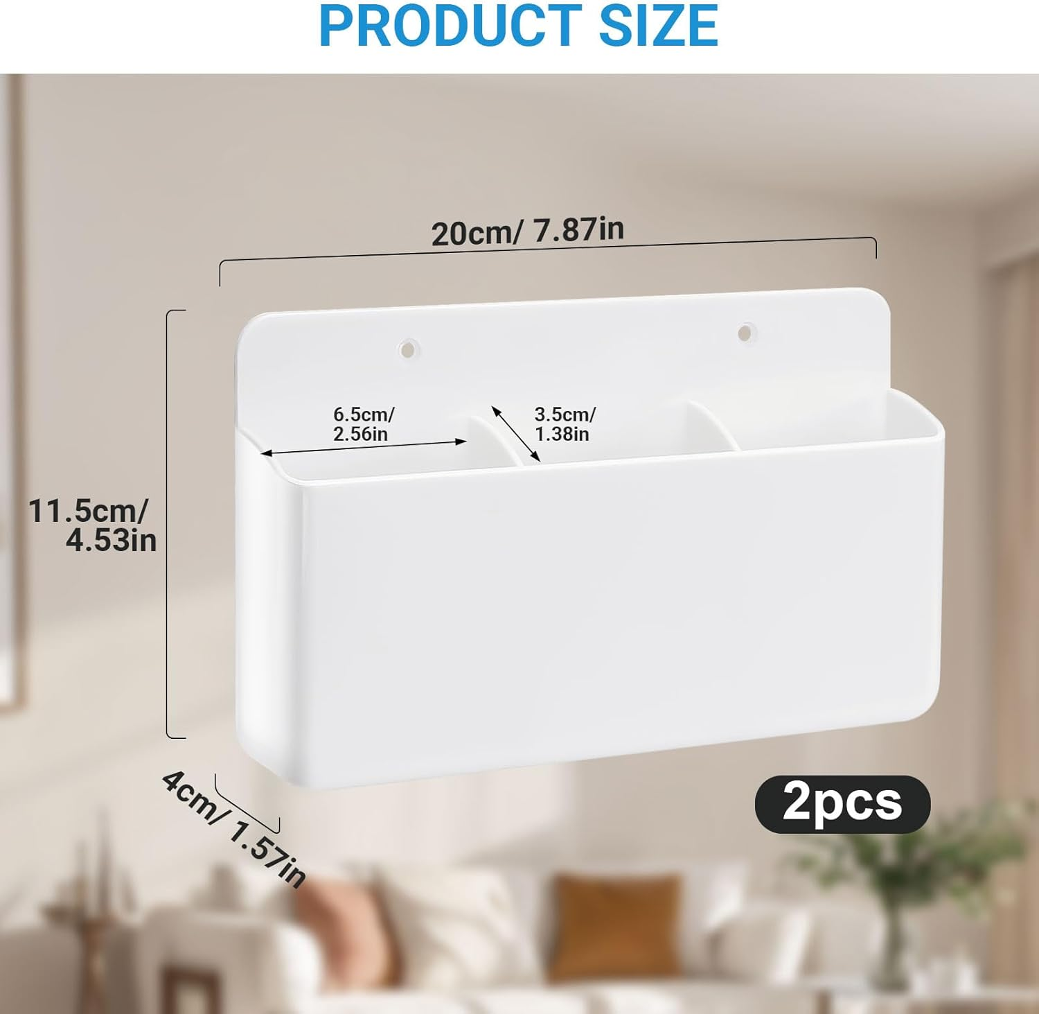 Veftsvy Remote Control Holder, Pack of 2 Self-Adhesive Remote Control Holder, Wall Mounting, for Remote Controls, Office Supplies (White) image number 3