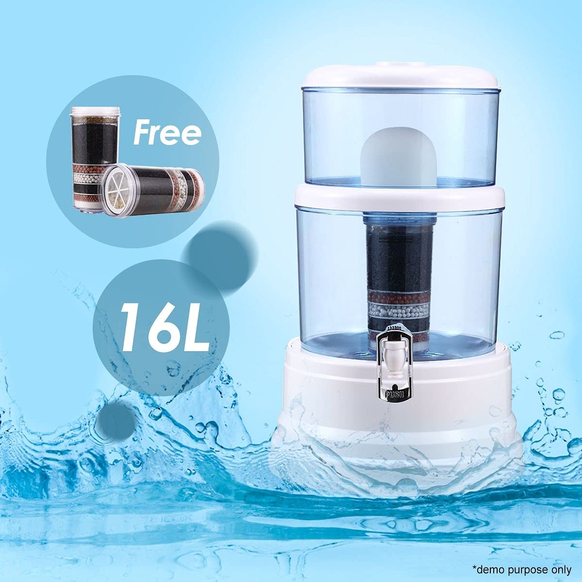 16L 8 Stage Fluoride Water Filter Maifan Stone Dispenser Bottle with Total 2 Filters Bonus image number 5