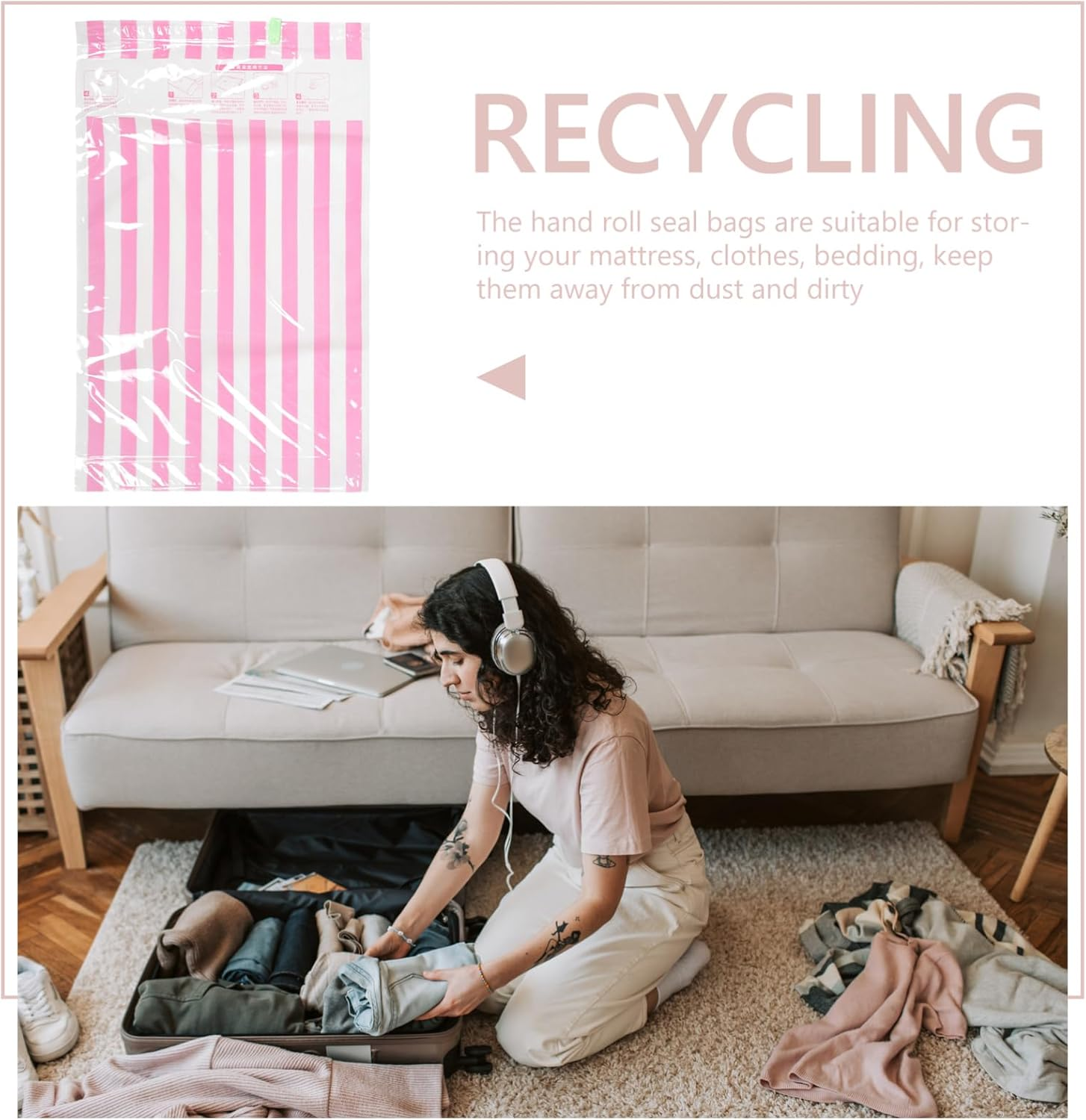 HOOTNEE 10Pcs Organize Your Bedroom Hand Vacuum Sealer Bags Travel Accessories Luggage Gear image number 6