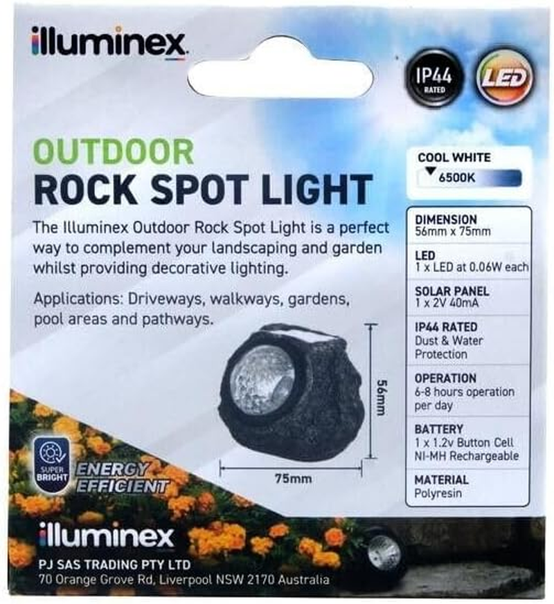 2PCE LED Solar Rock Spot Lights Weatherproof Cool White 56 X 75Mm image number 2