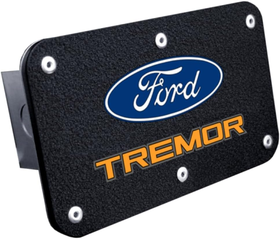Au-Tomotive GOLD, INC. Officially Licensed UV Printed Orange Logo Class III Trailer Hitch Plug for Ford Tremor (Rugged Black)