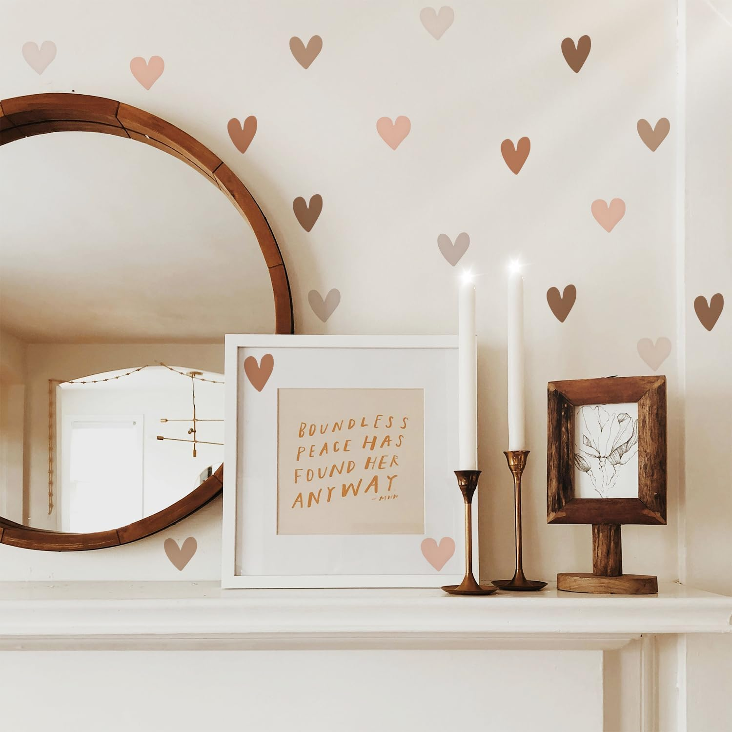 QUCHENG Boho Wall Stickers Girls Bedroom Removable Wall Decals Nursery Kids Room Decor Vinyl Murals DIY Cute Decorations 6 Sheets image number 1