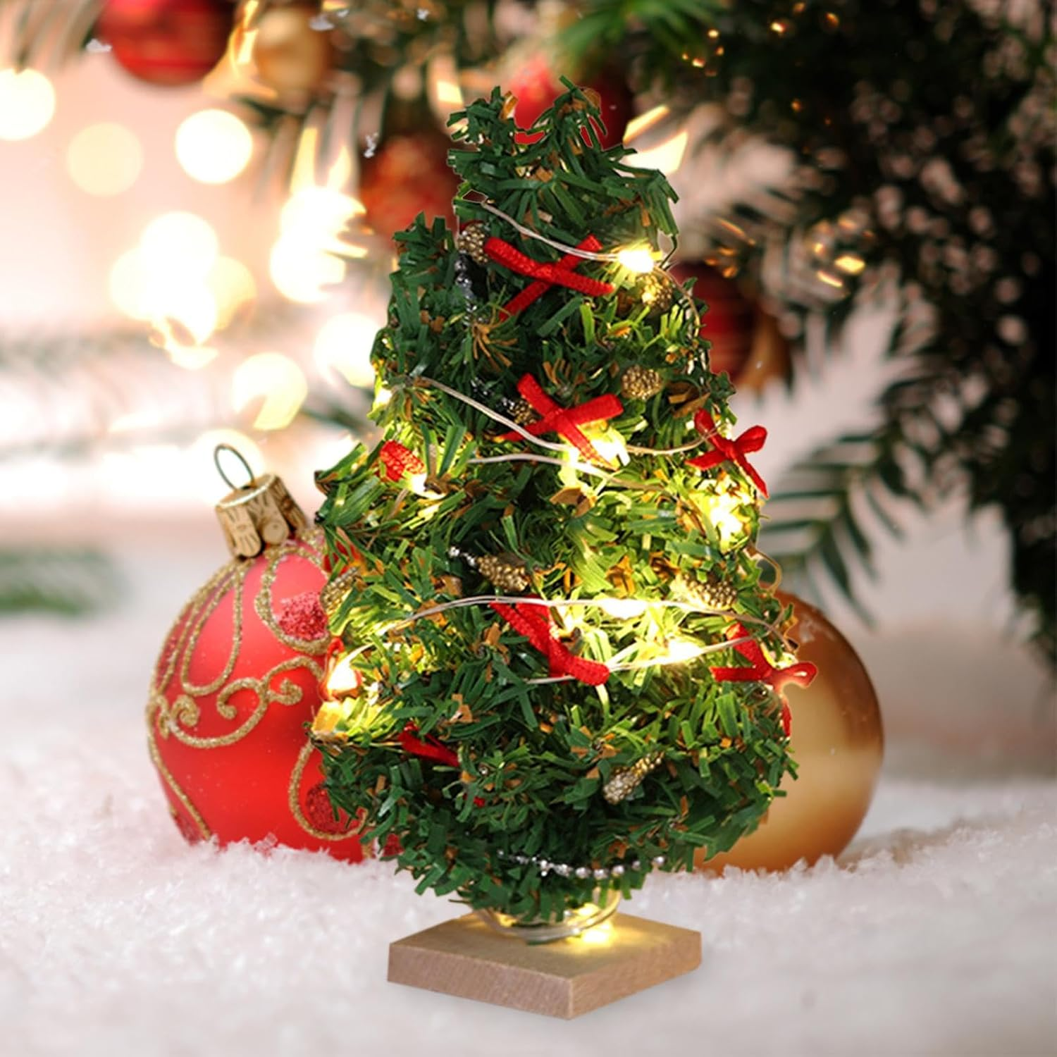 Table Christmas Tree - Illuminated Christmas Tree, Christmas Scene Decor| 1/12 Realistic Dollhouse Ornaments, Delicate Room Decor for Party Gifts, Migno Holiday Ornaments image number 3