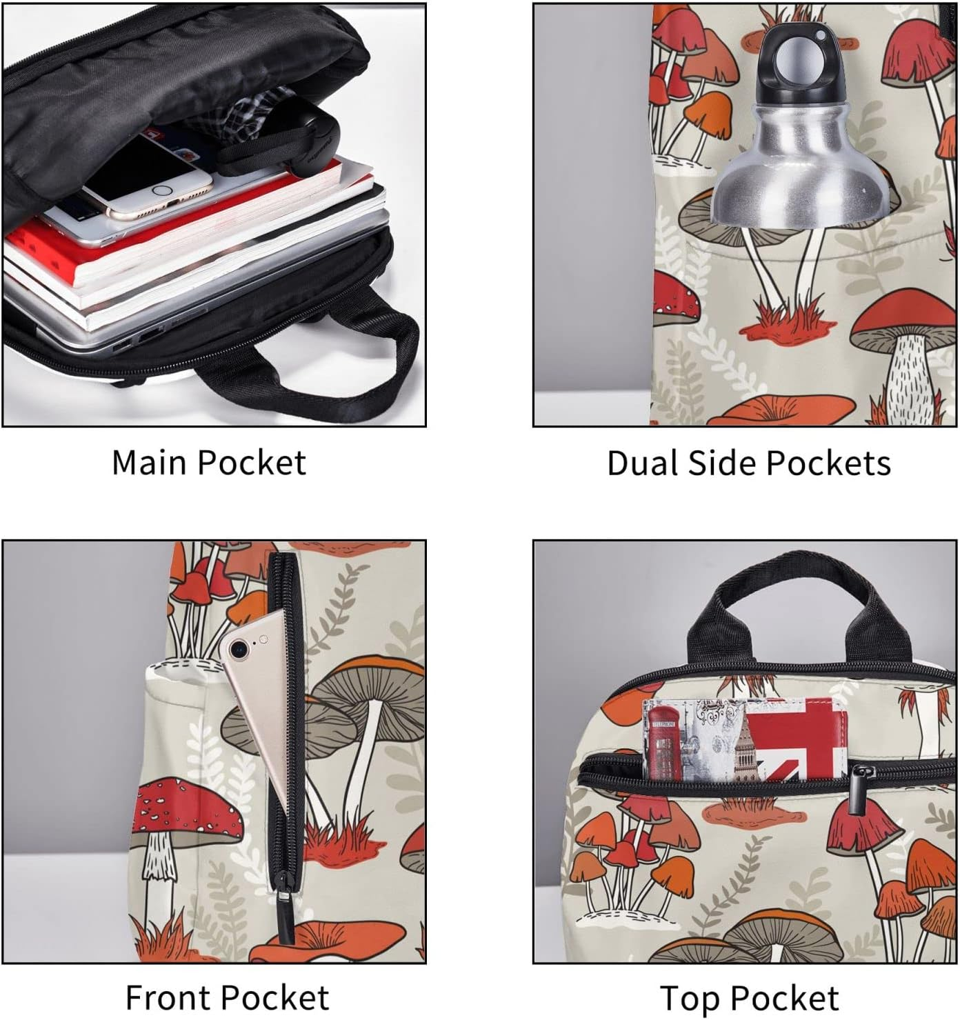 Obabo Black White Cow Light Leisure Backpack,Laptop Backpack,Travel Bags,Multi-Purpose Backpack,Unisex,Portable,Comfort image number 2