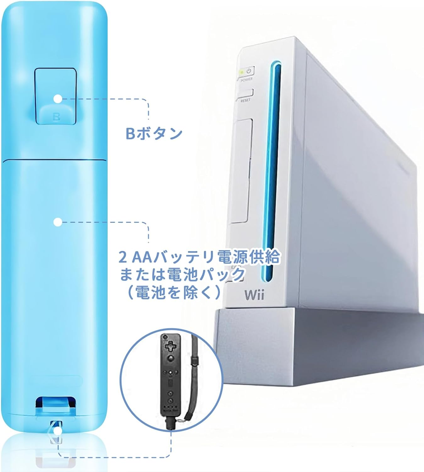 Wii Remote Controller and Nunchuck Controllers for Wii U, Including Silicone Case and Wrist Strap (Red+Blue) image number 4