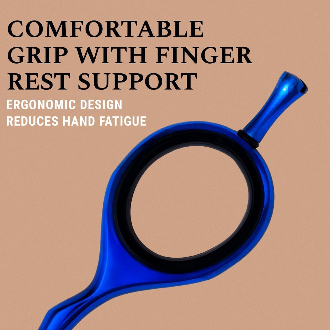 Ontaki 5.5 Inch Beard and Hair Cutting Scissors - Professional Hand Forged Japanese Steel Hairdressing Scissors for Mustache, Bangs, Men (Midnight Blue) - Hair Scissors image number 3