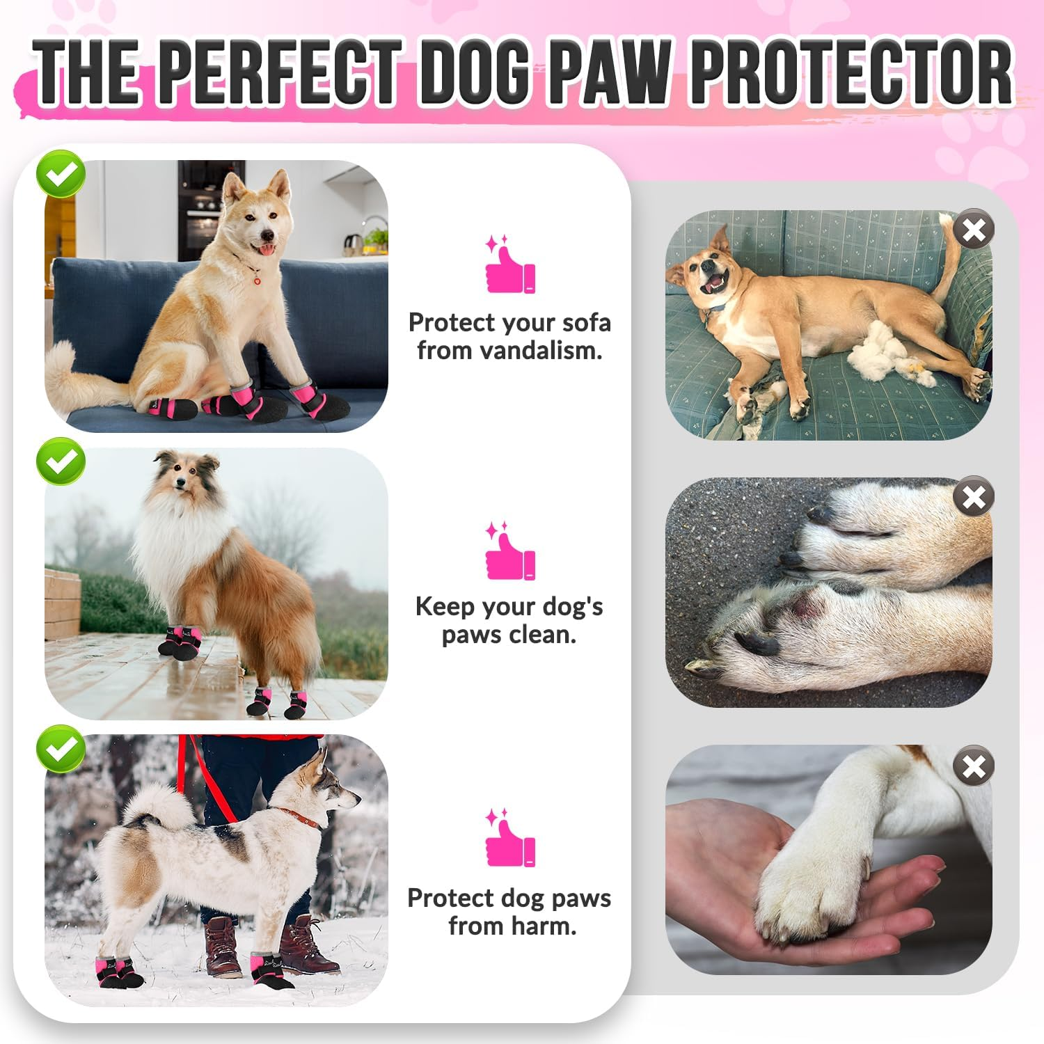 Slowton Dog Shoes - Breathable Dog Sock Shoes for Hardwood Floor Dog Boots with Reflective Stripes for Small to Large Dogs, Outdoor Summer Hot Pavement Waterproof Non-Slip image number 5