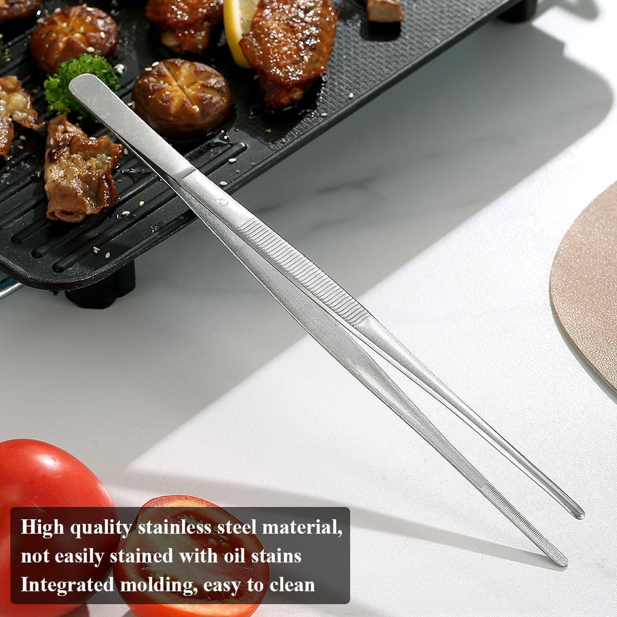 Berglander Kitchen Tweezers Fine Tweezer Tongs 30Cm/12, Extra-Long Stainless Steel Cooking Tweezers Cooing Tong Dishwasher Safe