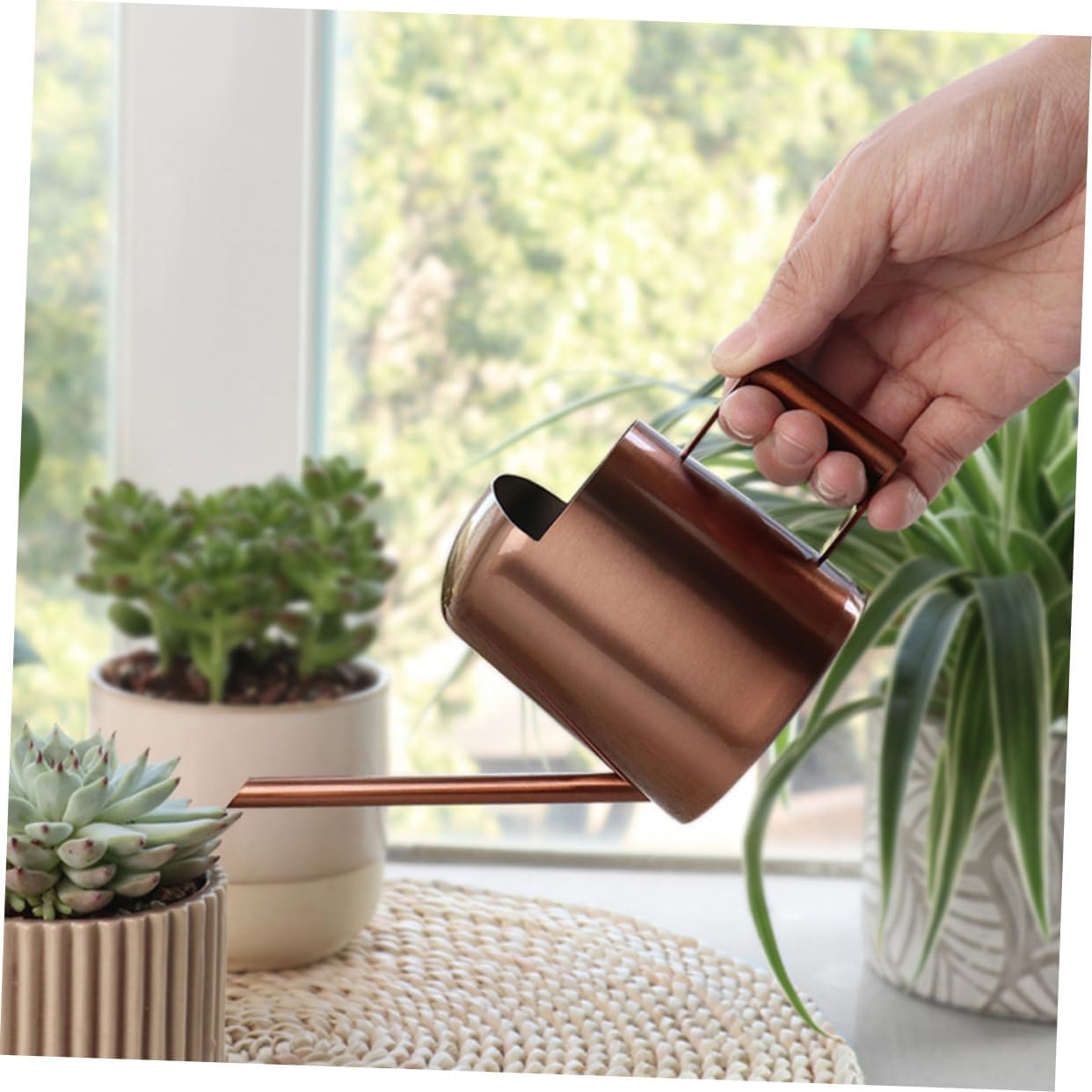 Stainless Steel Watering Pot Long Tip Small Gardening Watering Can for Plant image number 1