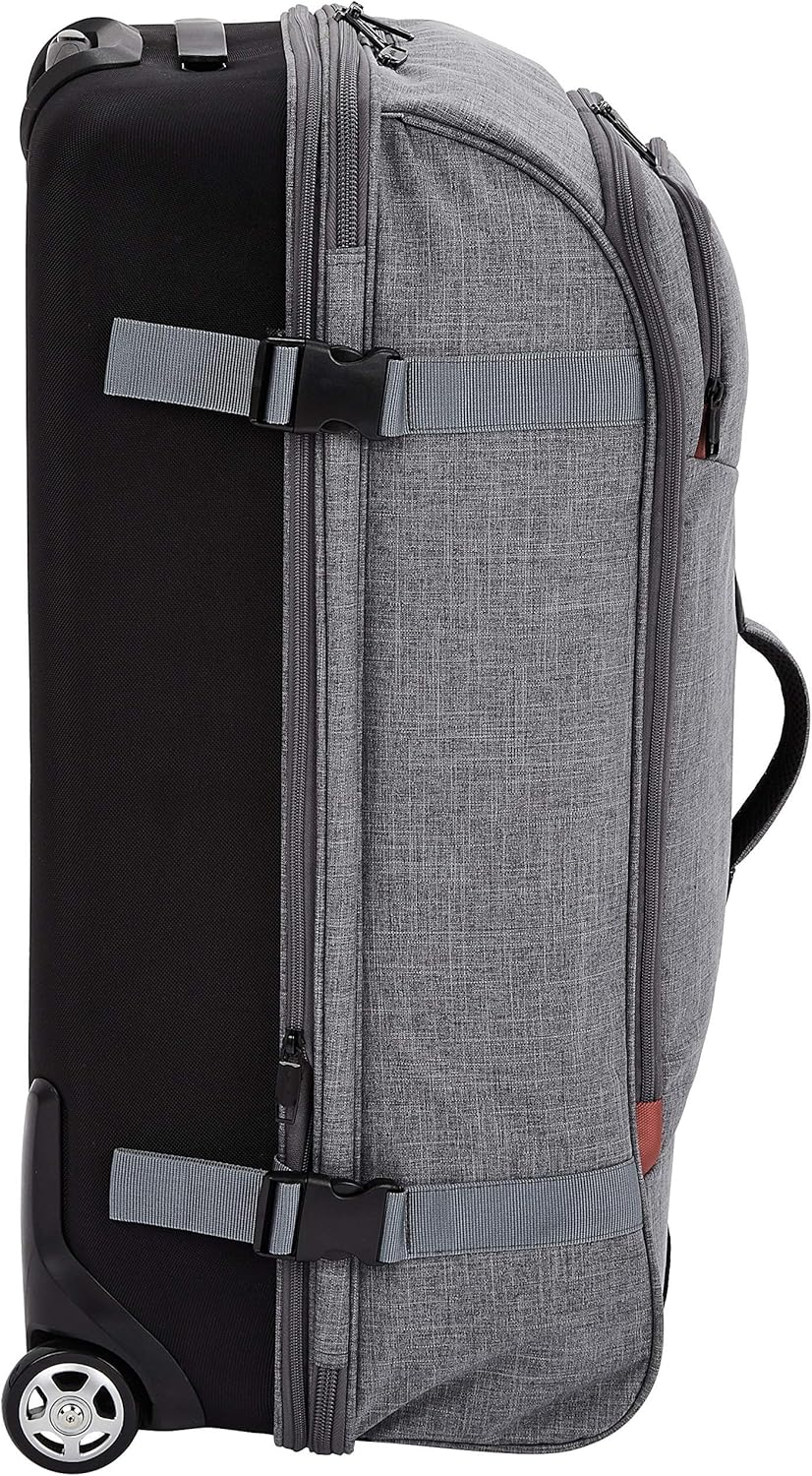 Amazon Basics Rolling Travel Duffel Bag Luggage with Wheels, Large, 78Cm, Grey