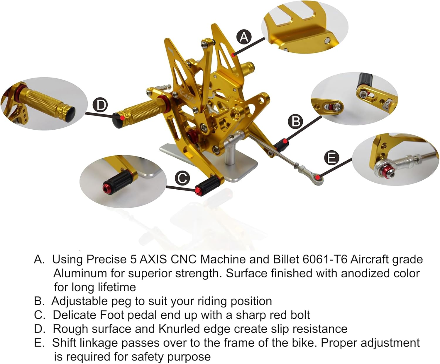 Adjustable Rearsets Compatible with Suzuki GSXR 600 750 2018-2023, Black image number 2