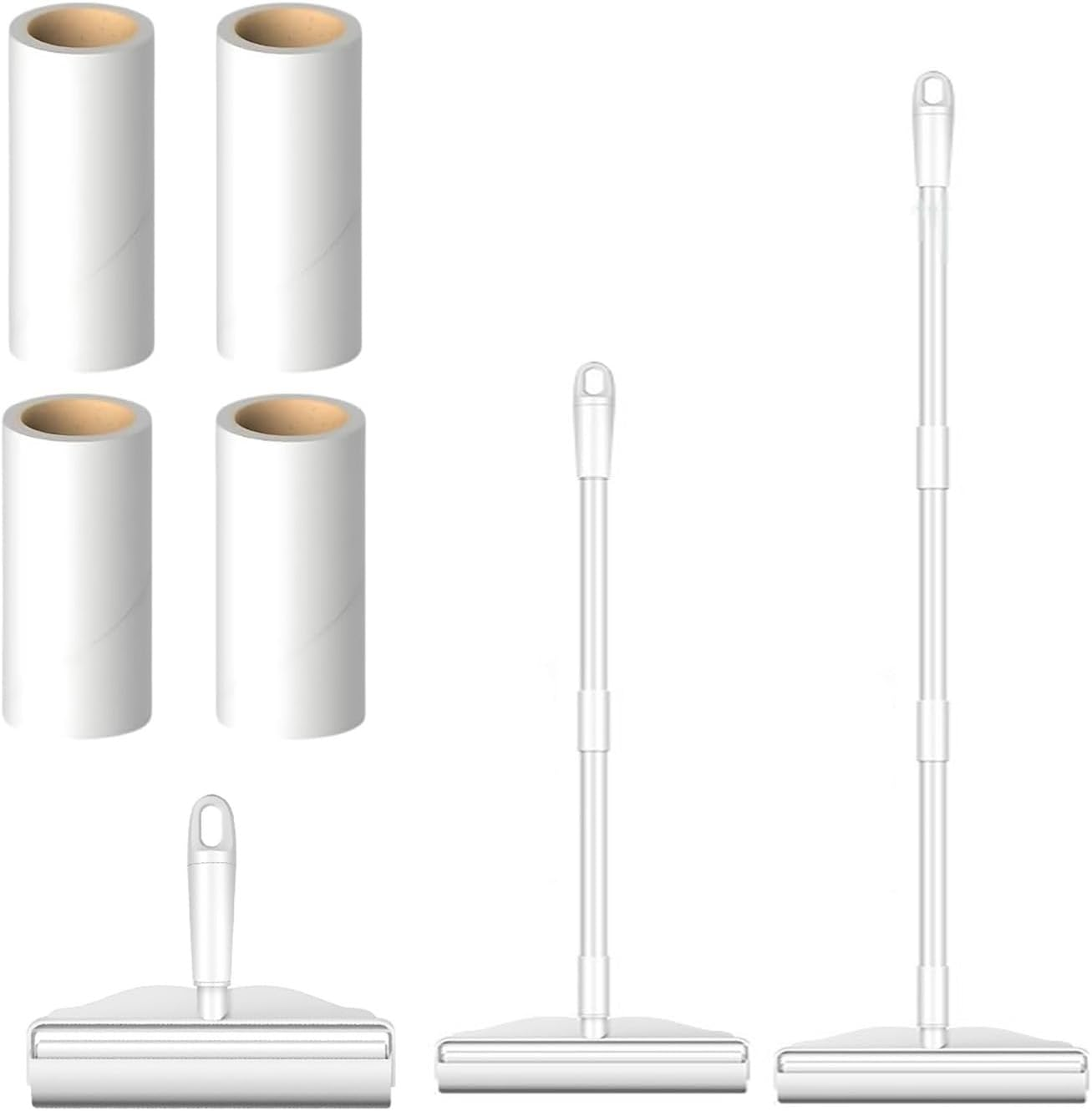 Long Handle Hair Removal Roller Brush, Sticky Large Lint Roller for Pet Hair Remover, Extendable Handle Sticky Mop, Extra Sticky Replacement for Floor Carpets, Sofa, Cars, Curtains, Clothes