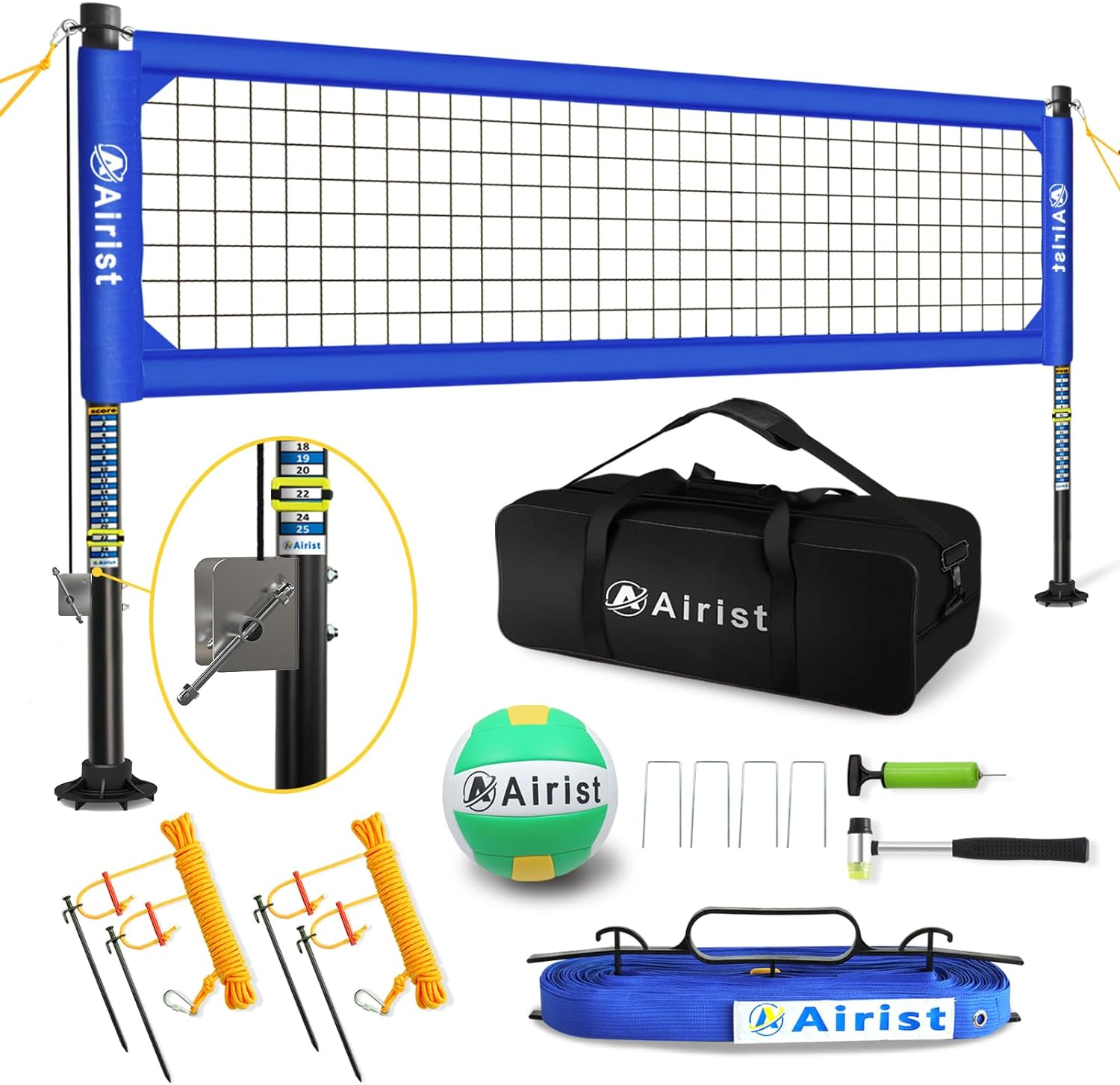 Heavy Duty Volleyball Net Outdoor with Steel Anti-Sag System, Adjustable Aluminum Poles, Professional Volleyball Nets Set for Backyard and Beach, Volleyball and Carrying Bag image number 4