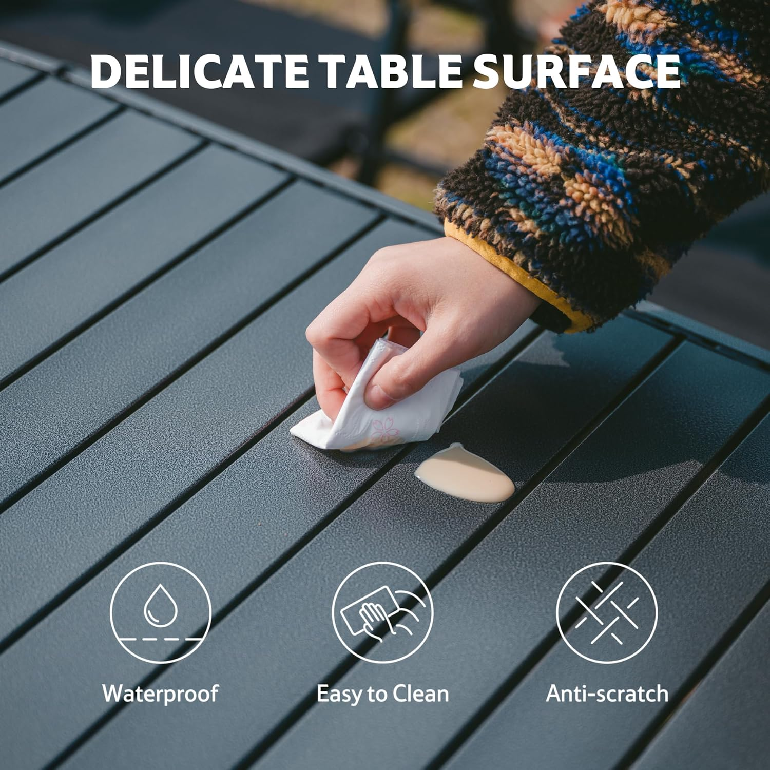 Naturehike H01 Table, Widened and Heightened for Spacious Comfort, Portable Folding Aluminum Table (Black) (Black) image number 4