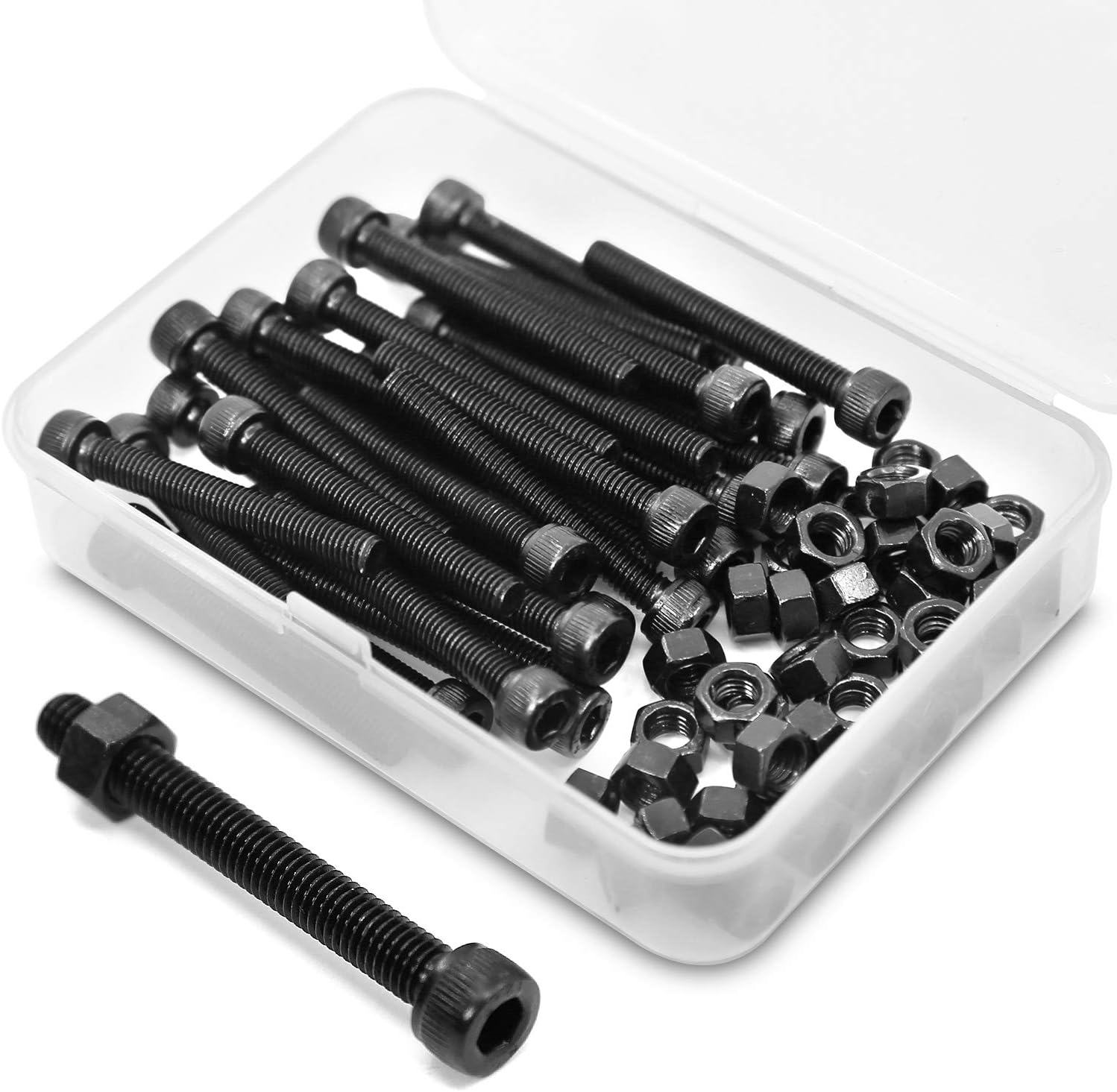 (30 Sets) M5 X 40Mm Bolts and Nuts Set Socket Head Cap Screws 12.9 Grade Alloy Steel Black Full Thread image number 3