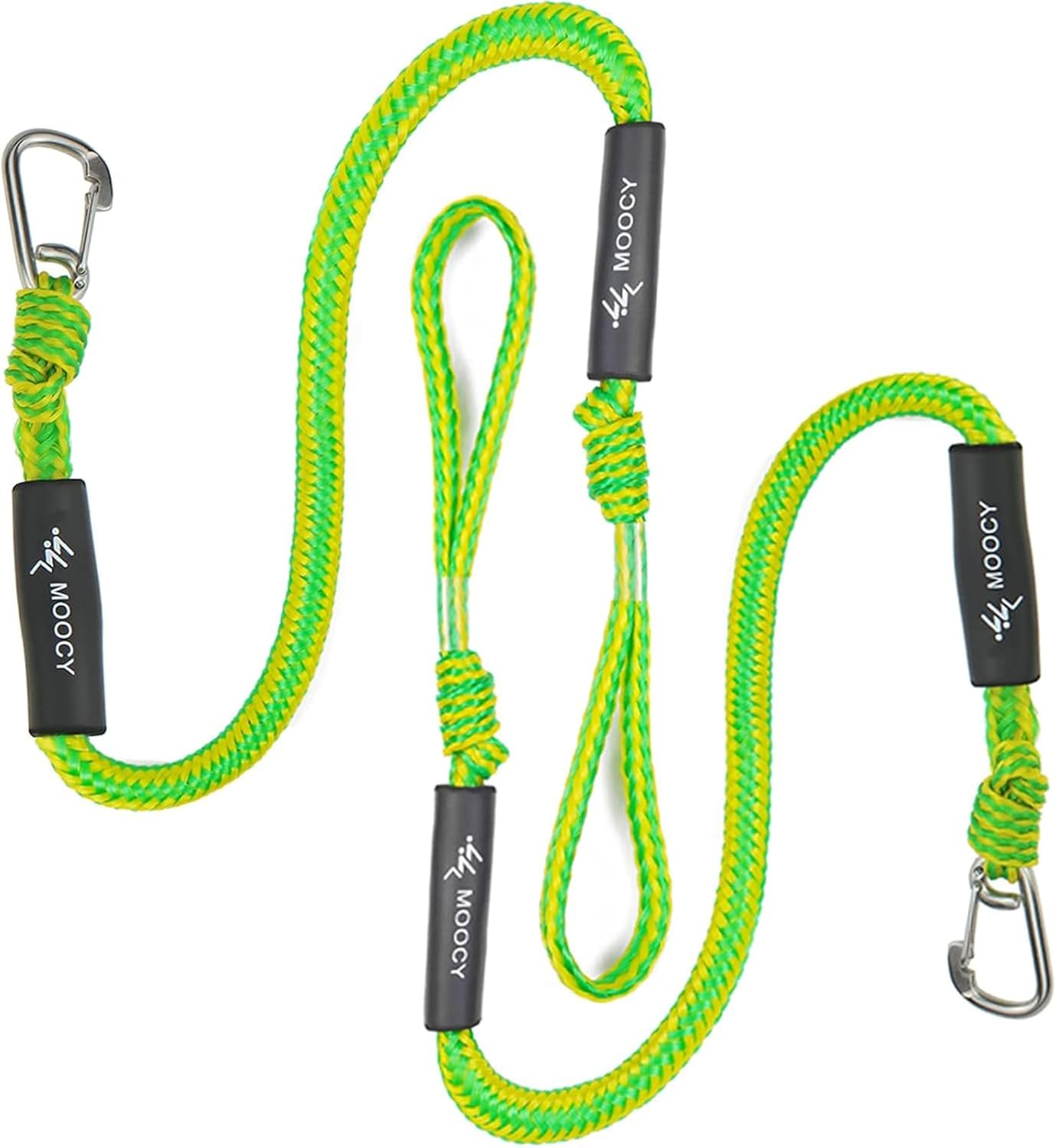 MOPHOEXII Bungee Dock Line with 316 Stainless Steel Clip for Boats Kayak Jet Ski Surfboard Pontoon (Green-2Pcs)