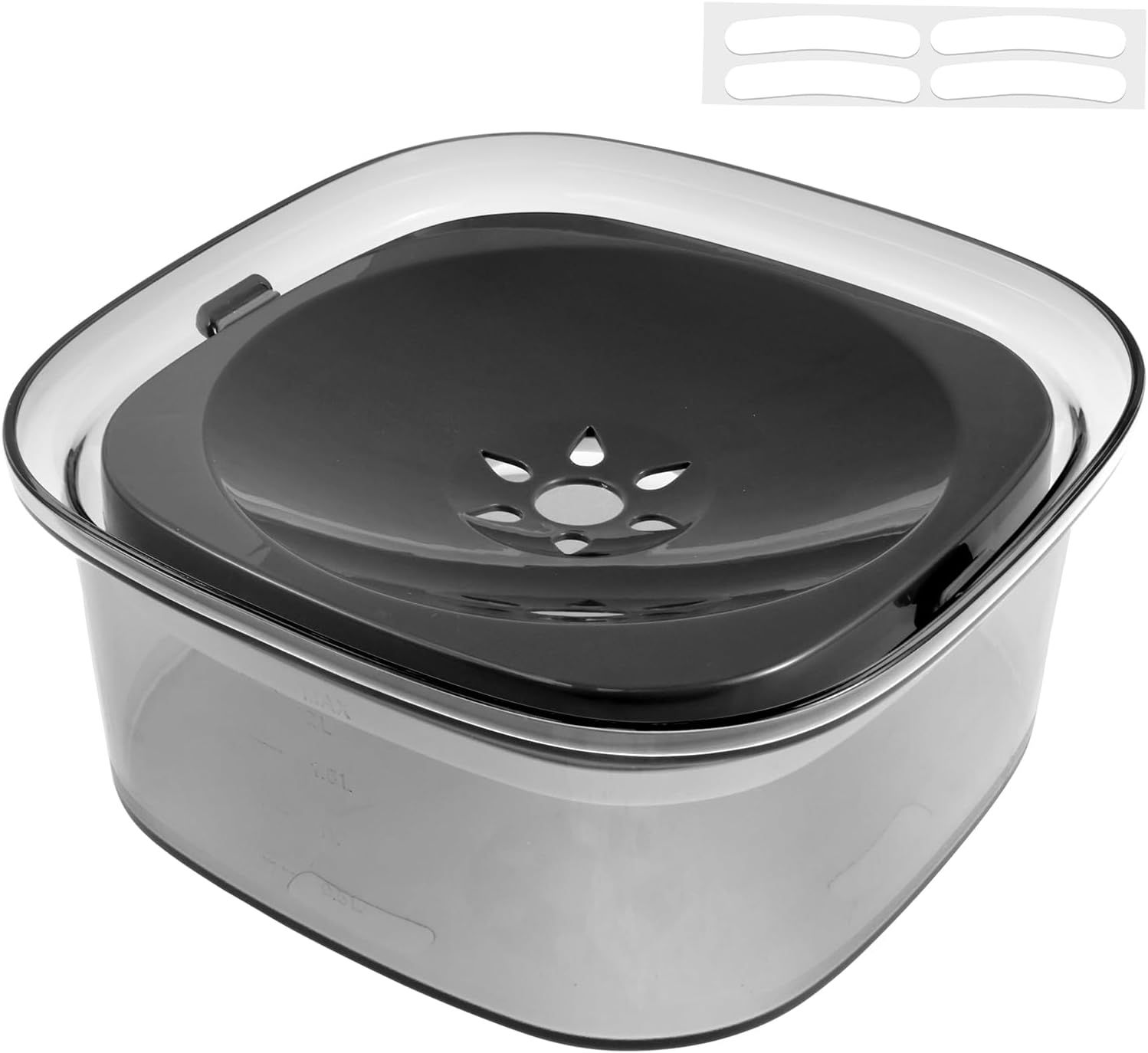 No Spill Dog Water Bowl with Floating Disk 2L Pet Slow Water Bowl Transparent Slow Drinking Water Bowl No Mess Spill Proof Dog Bowl Slow Water Feeder with Water Level Mark for Pets (Transparent Black) image number 2
