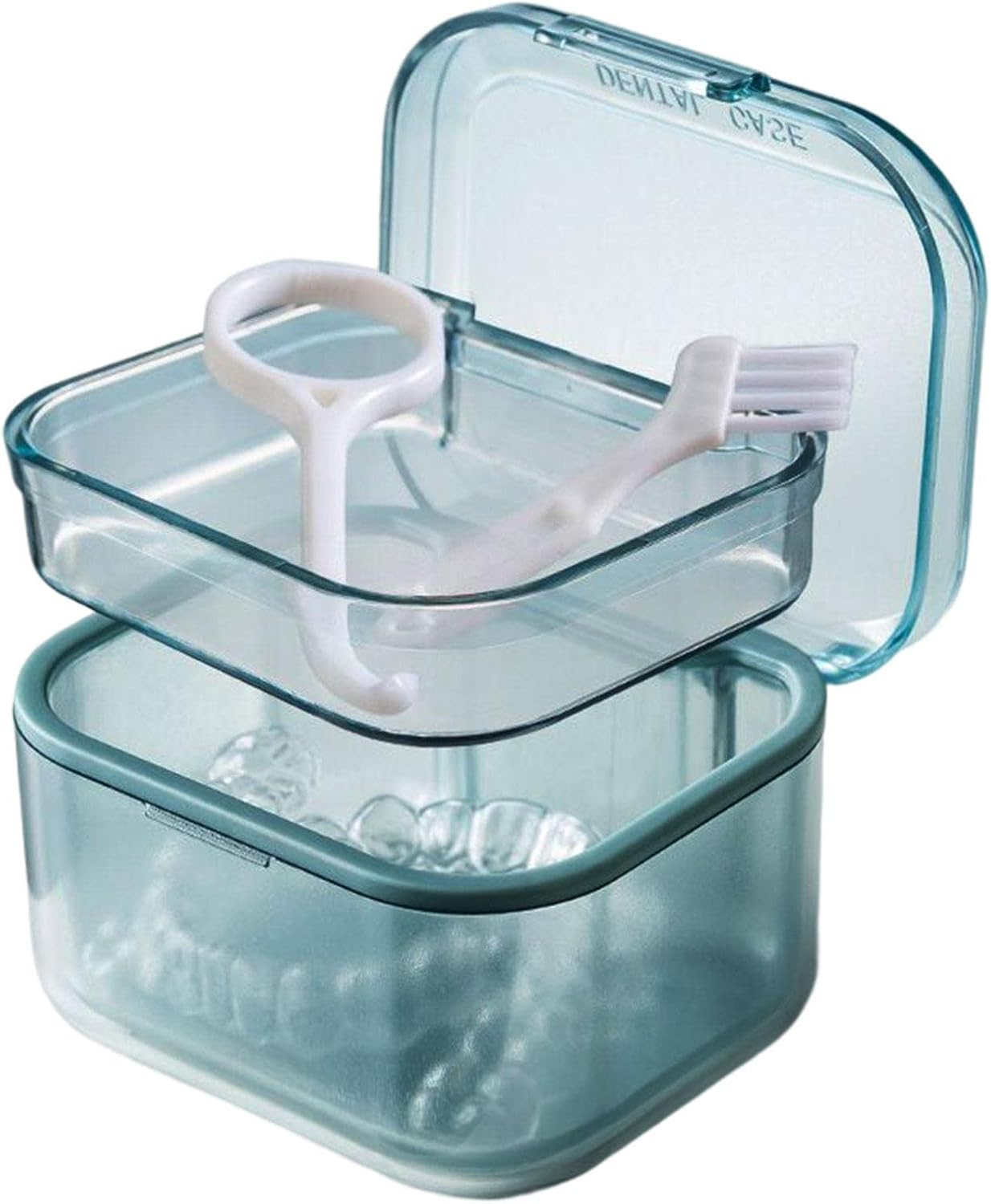 False Teeth Container,Denture Cleaning Case - Denture Box with Strainer, Night Cleaner Denture Bath Box for Retainer, Mouthguard, False