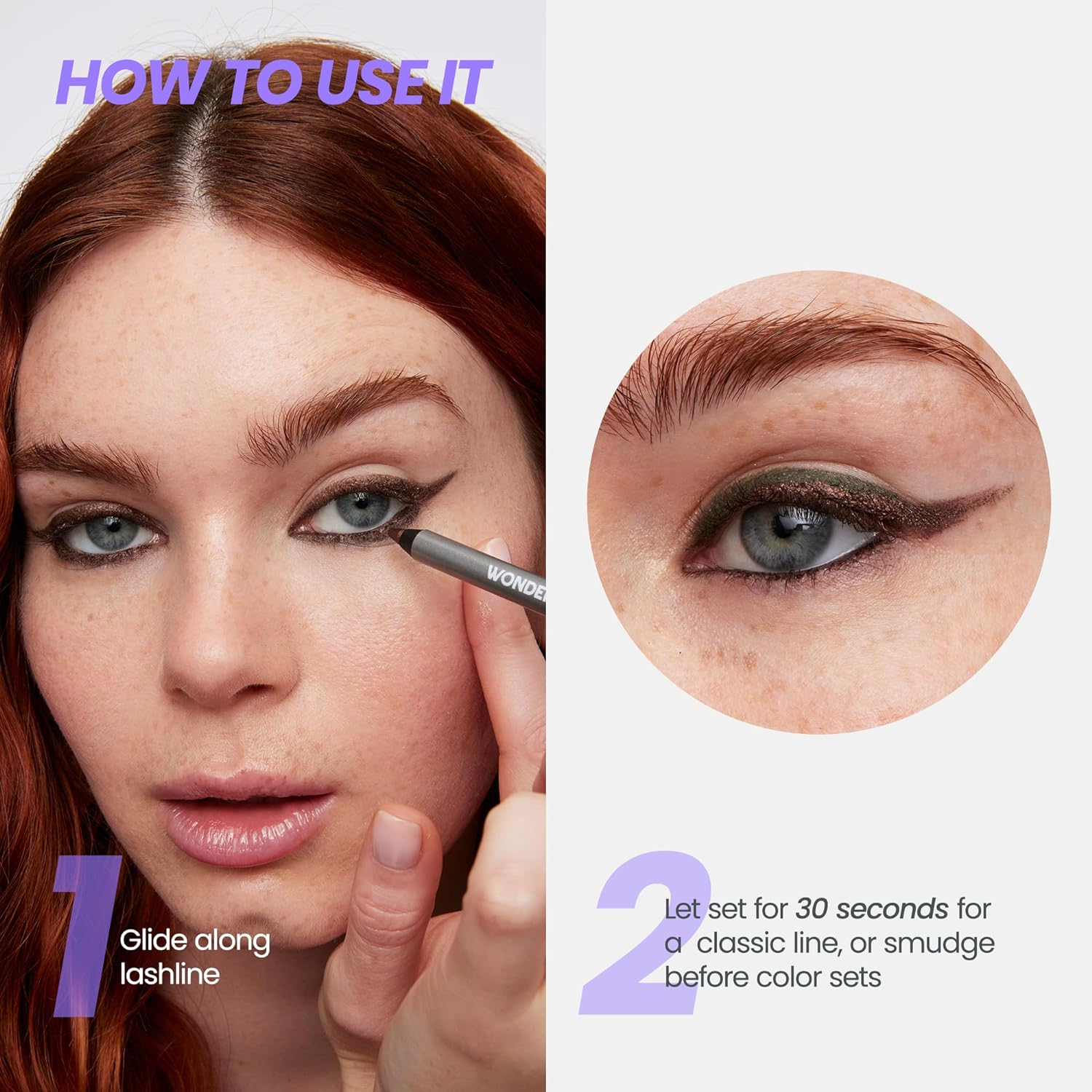 Wonderskin Eyeliner Pencil, 1440 Longwear Purple Eyeliner Pencil - Waterproof, Sharpenable & Smudge Proof (Blueberry) image number 2