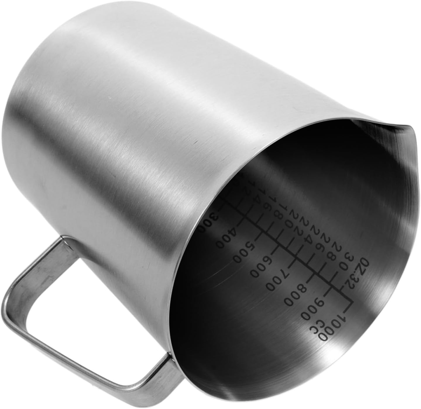 OFFIGAM Large Capacity Measuring Cup Handle Stainless Steel Measuring Cup Scale for Milk Coffee Espresso Frother for Household Use