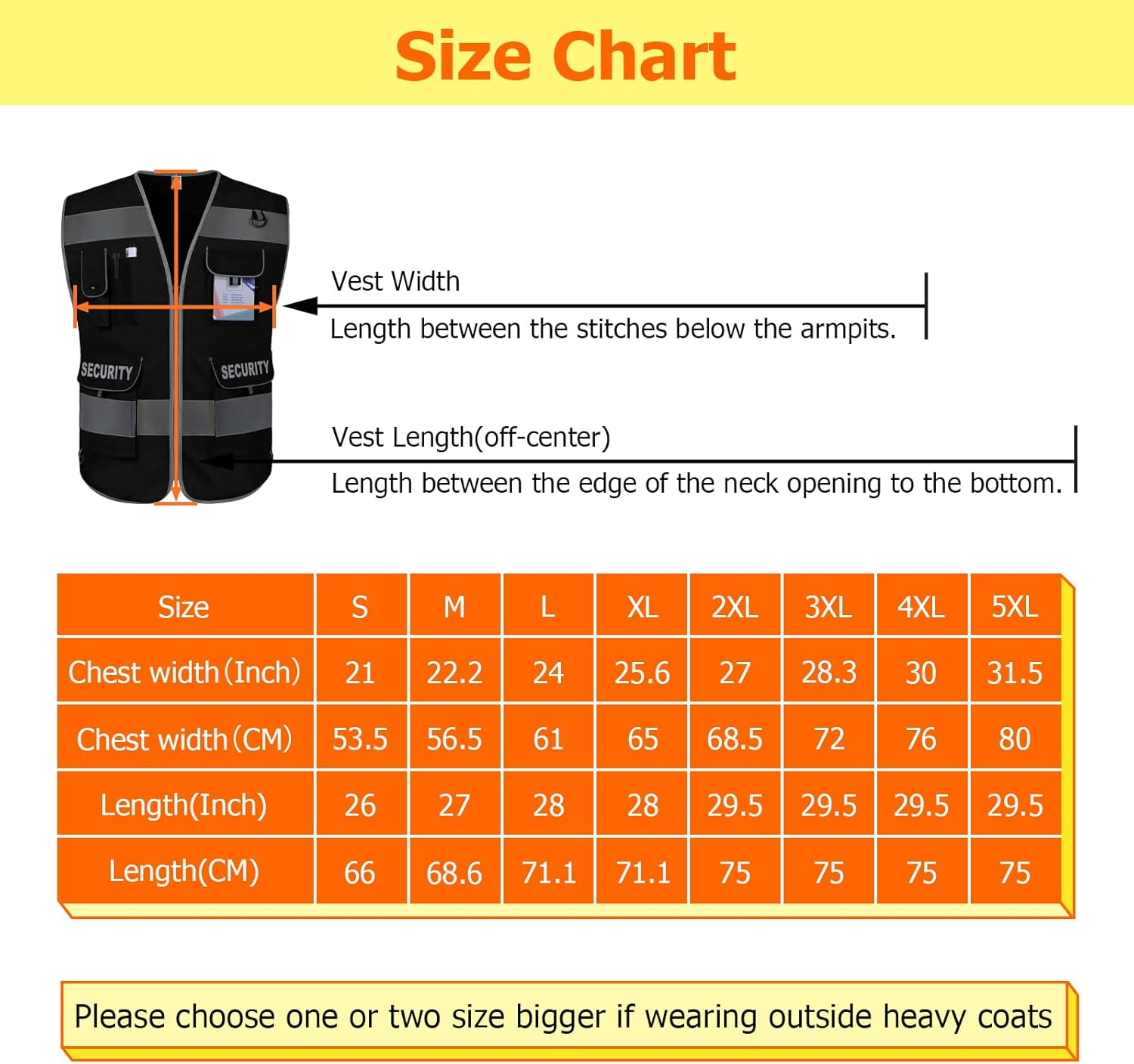 TCCFCCT Security Vest for Security Guard 9 Pockets High Visibility Safety Vest