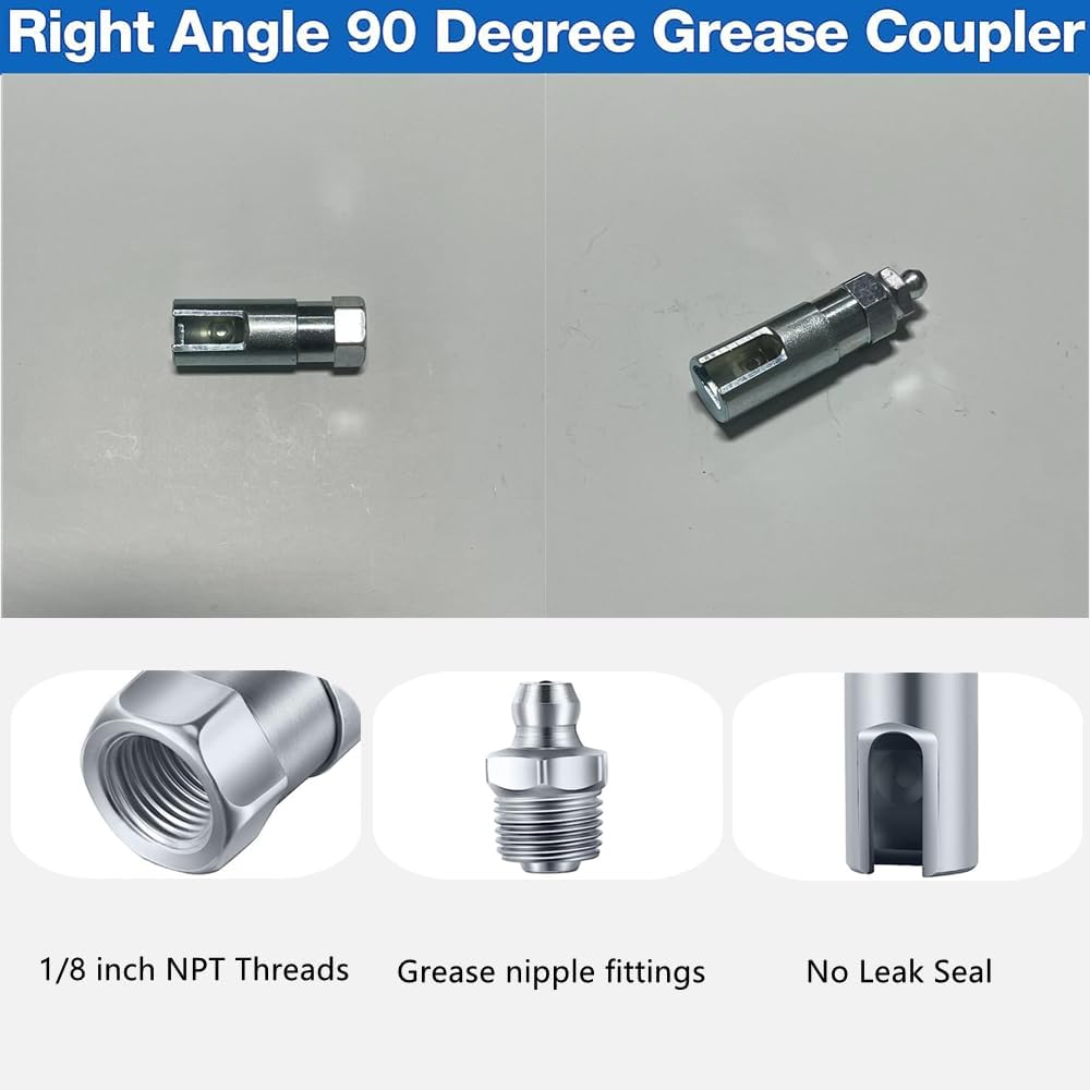 1 PCS Grease Gun Coupler Strong Grease Coupler Grease Gun Tip Push on Slotted Right Angle 90 Degree Grease Coupler with 1/8 Inch NPT Threads for Farm Truck Auto Industrial Use image number 5