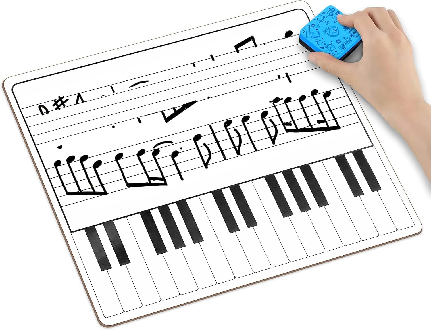 Scribbledo 5 Pack 11 X 14 Inch Piano Board Dry Erase White Boards Keyboard Lapboard L Double Sided Music Staff Whiteboard for Kids Students, Musicians and Home (5 Erasers Included) image number 4