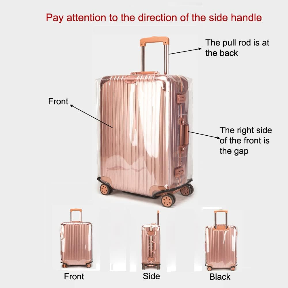 Mosairudo Clear PVC Luggage Cover Protectors Transparent Travel Luggage Protector for Wheeled Suitcase, No Border Thickness 0.3Mm, 26Inch, Fashion