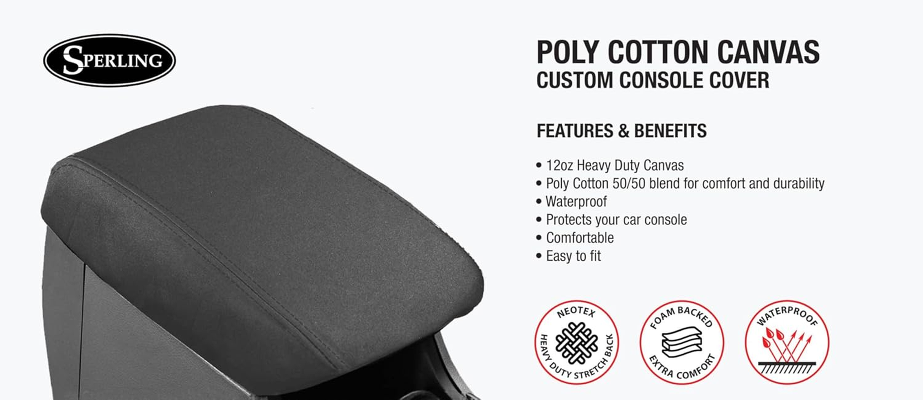 For Ford Ranger PX 2011-2022 Sperling Custom Charcoal Canvas Charcoal Car Console Cover image number 5